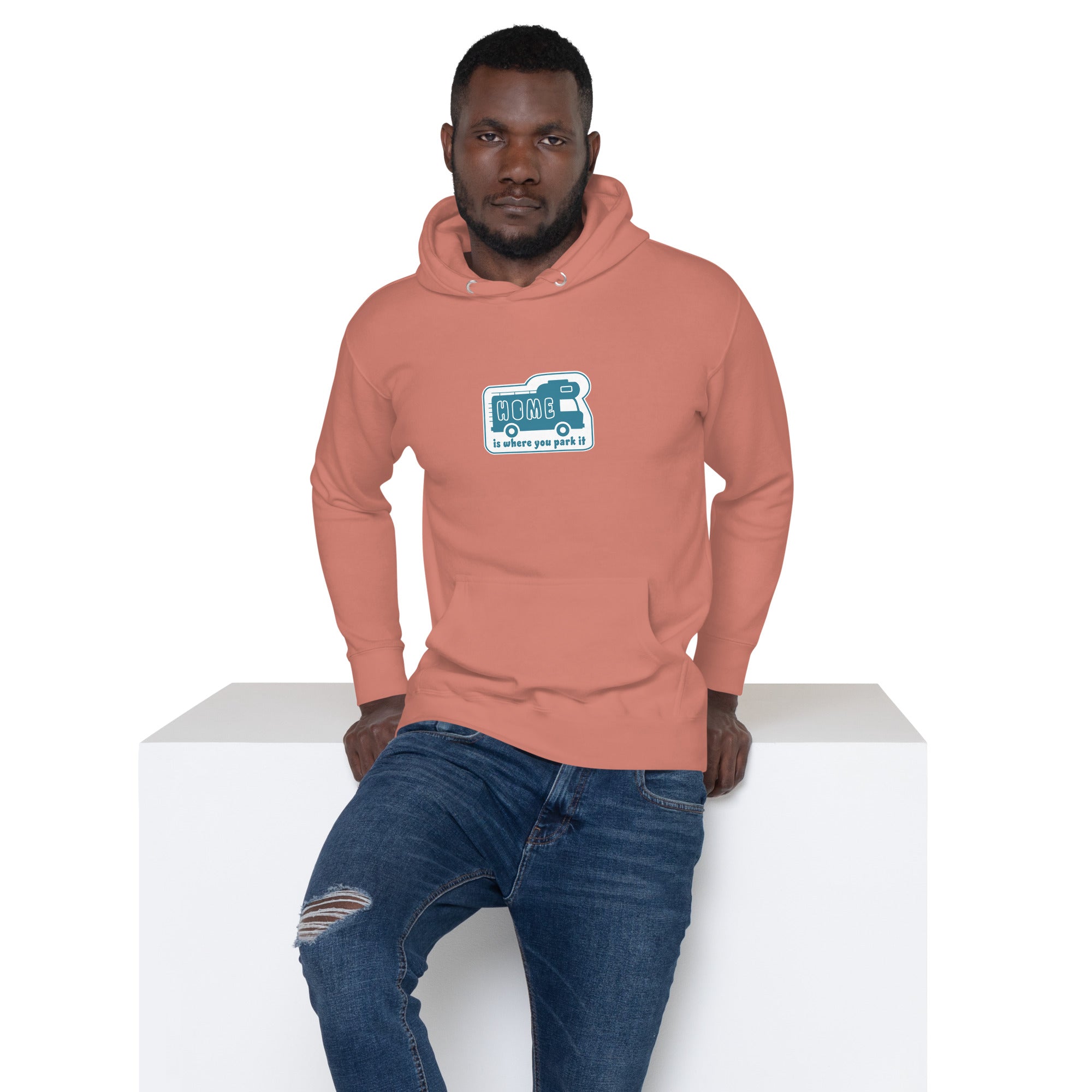 Unisex Cotton Hoodie Blue Camper Van Home is where you park it