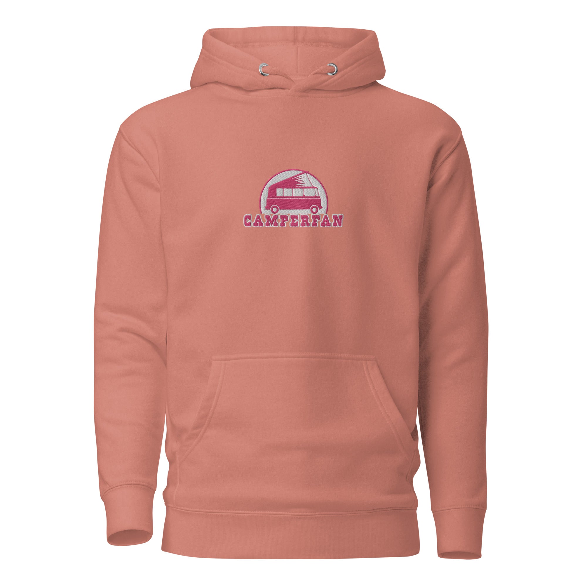 Unisex Cotton Hoodie Camperfan flamingo/white embroidered pattern