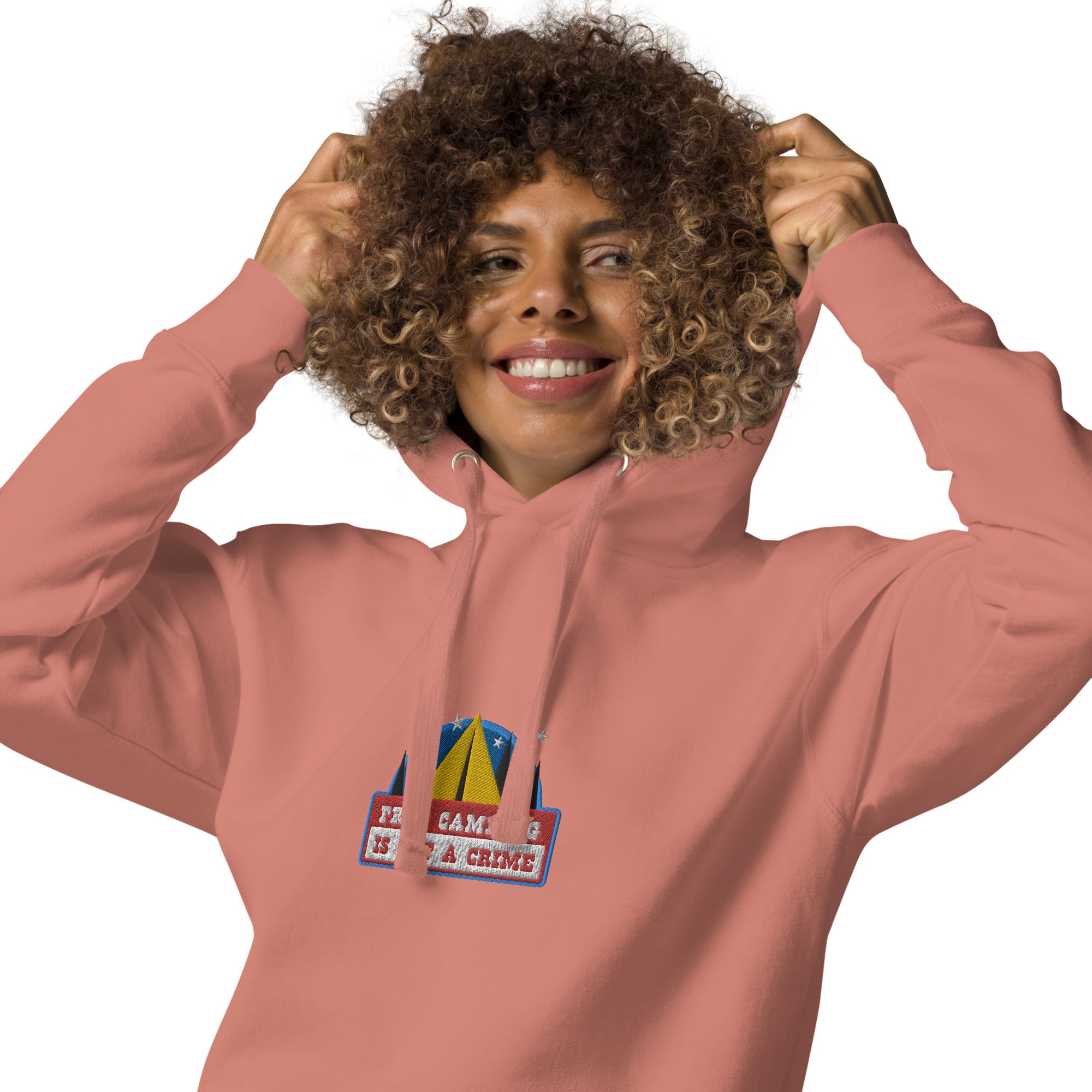 Unisex Cotton Hoodie Free camping is not a crime graphic embroidered pattern
