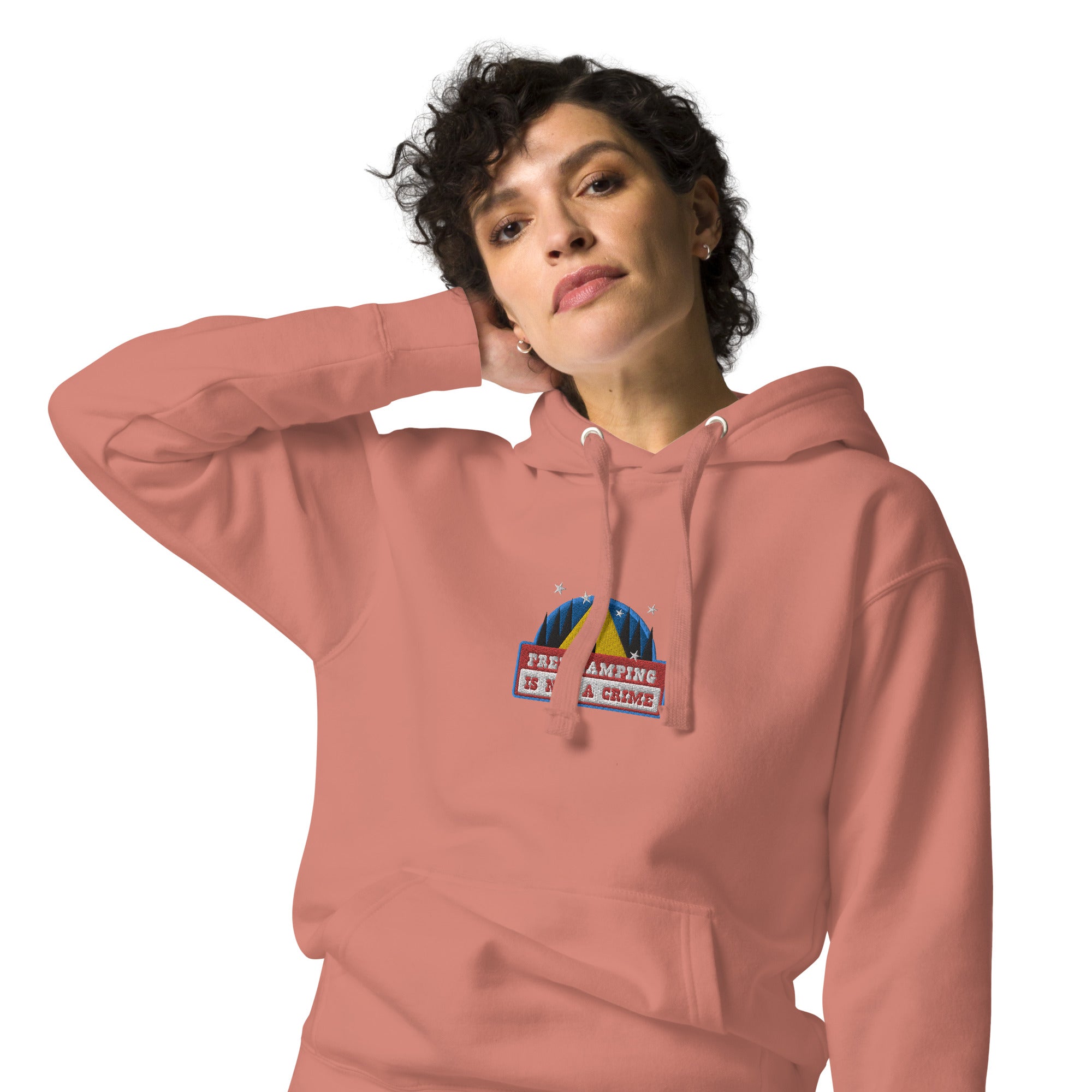Unisex Cotton Hoodie Free camping is not a crime graphic embroidered pattern