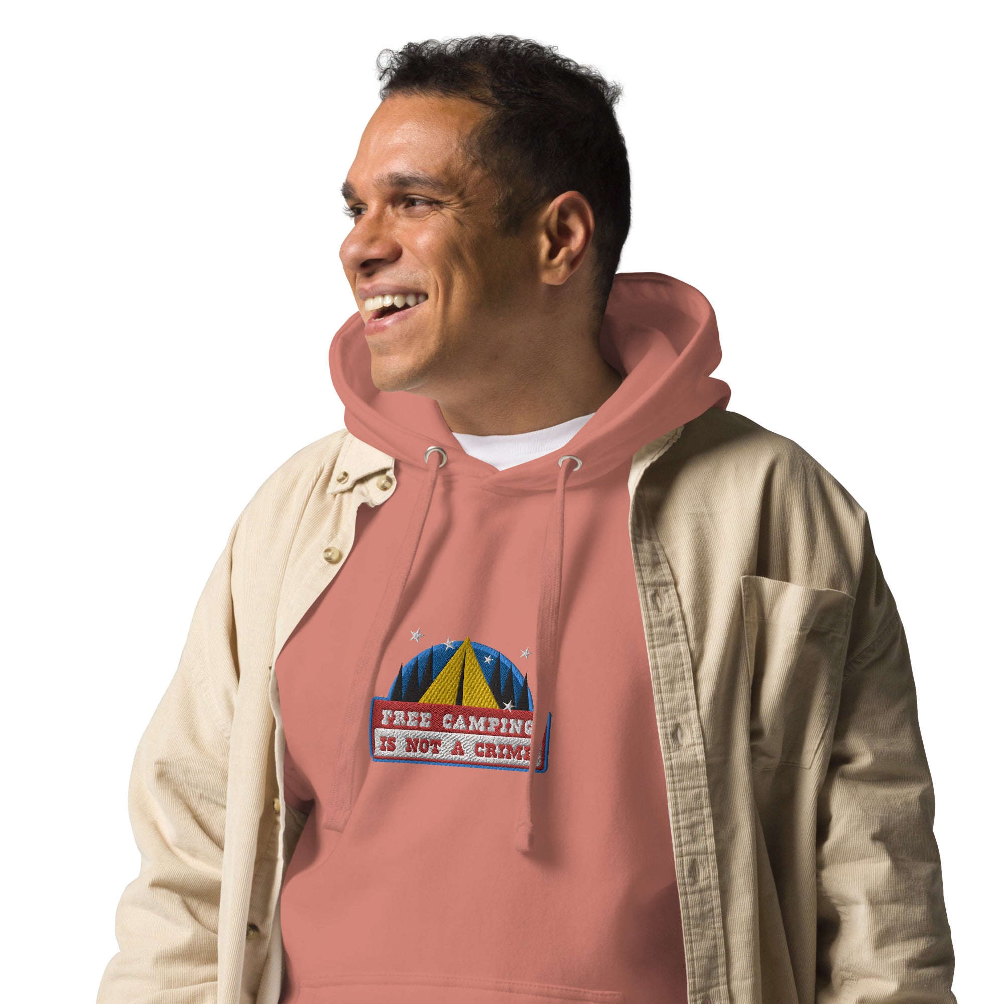 Unisex Cotton Hoodie Free camping is not a crime graphic embroidered pattern
