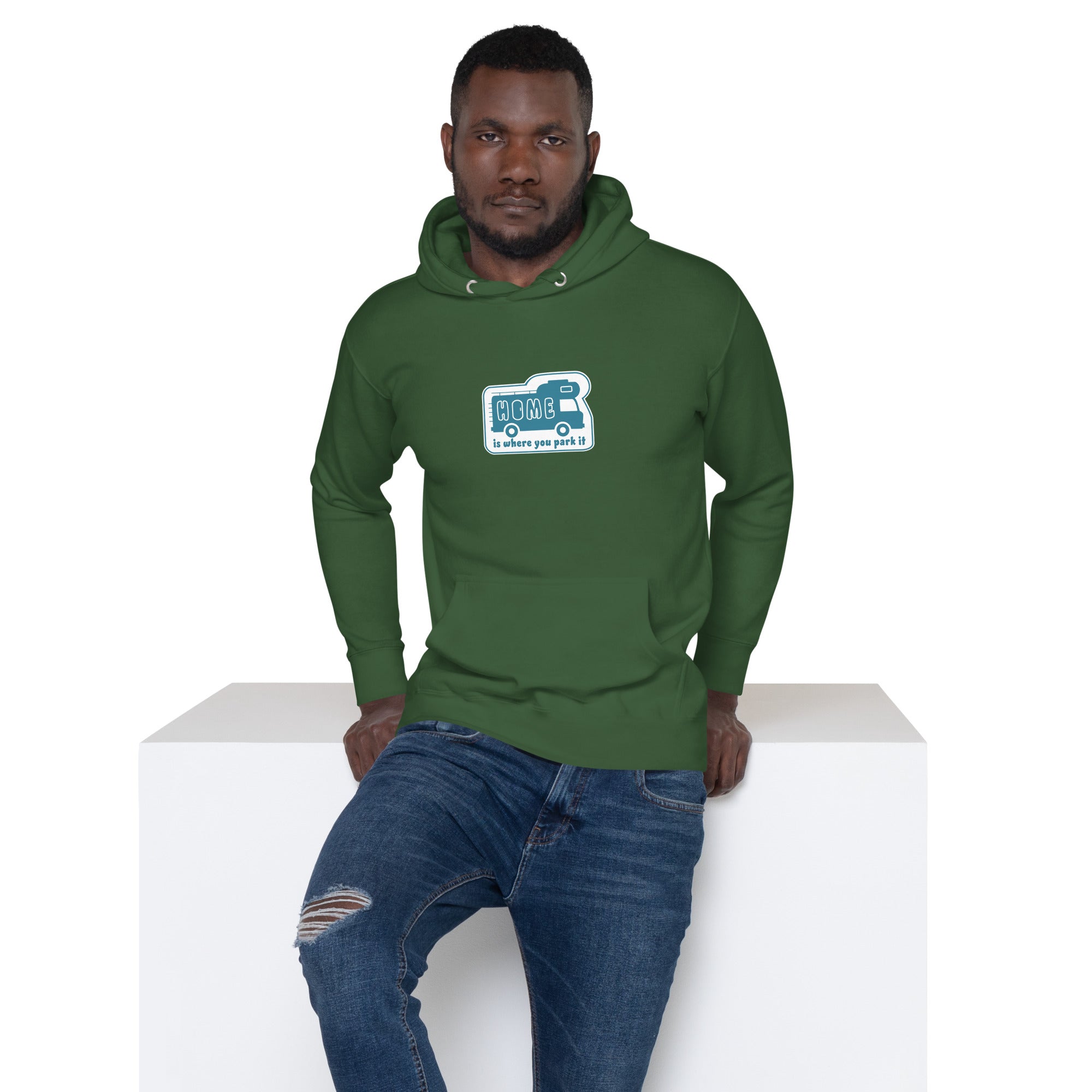 Unisex Cotton Hoodie Blue Camper Van Home is where you park it