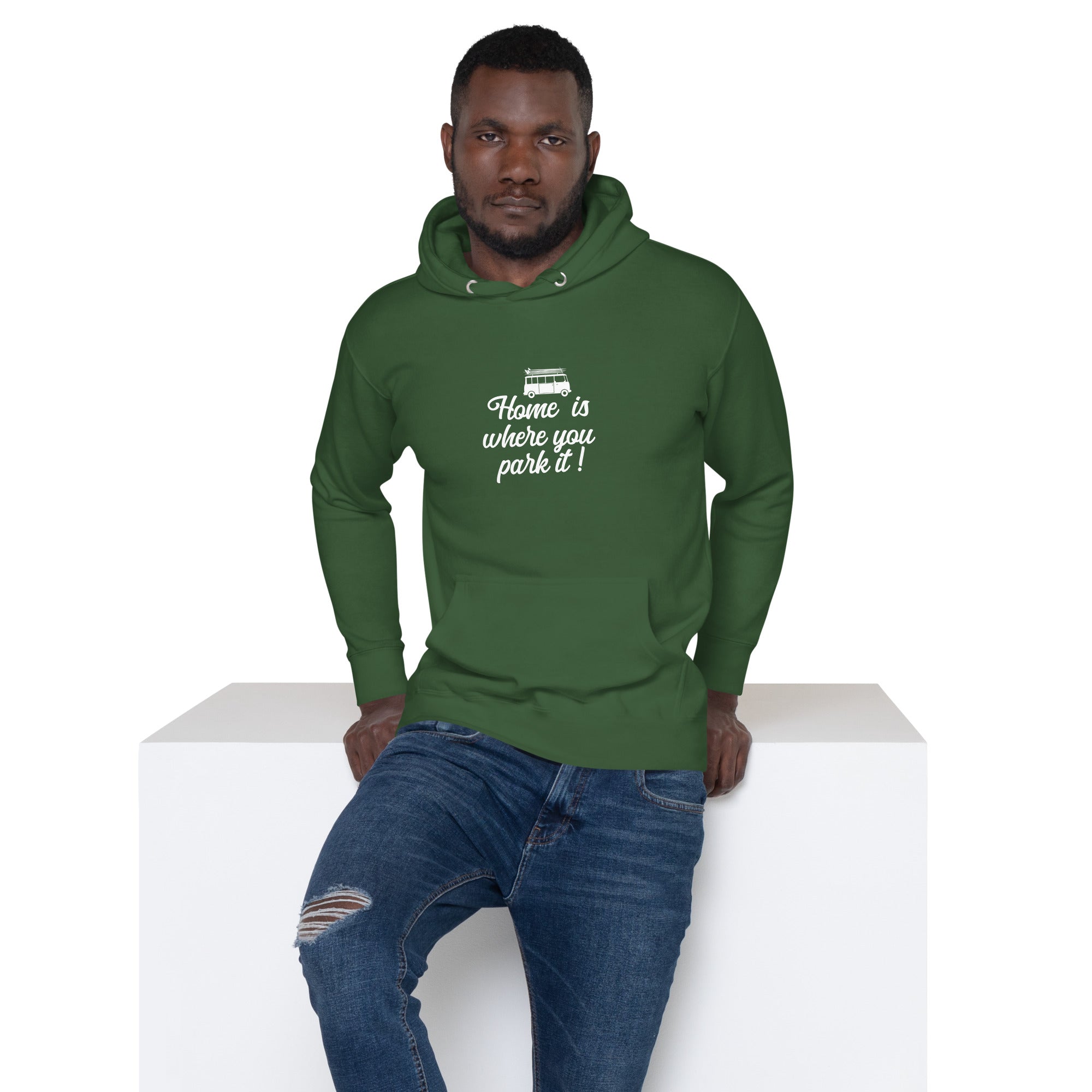 Unisex Cotton Hoodie White Surf Combi Home is where you park it