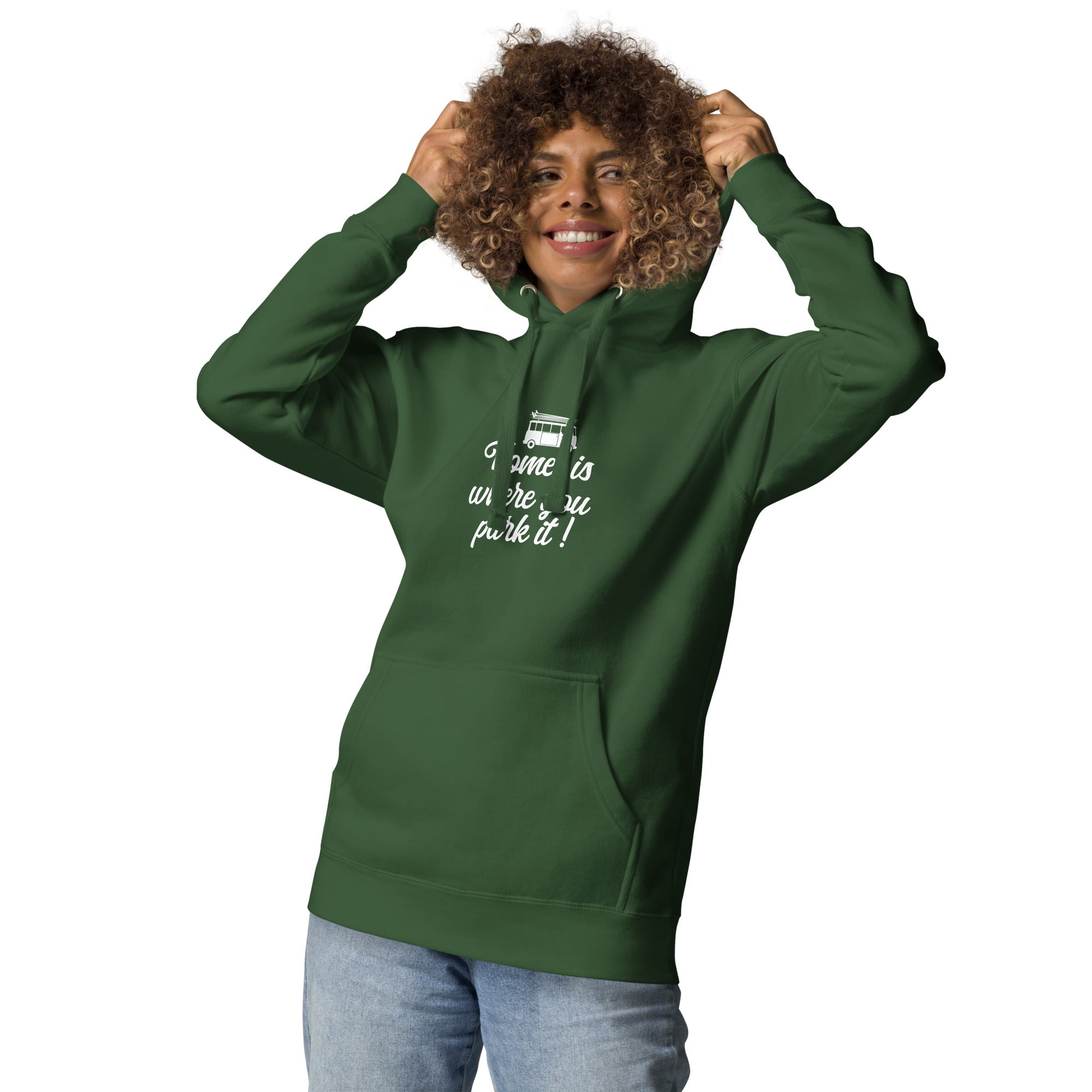 Unisex Cotton Hoodie White Surf Combi Home is where you park it