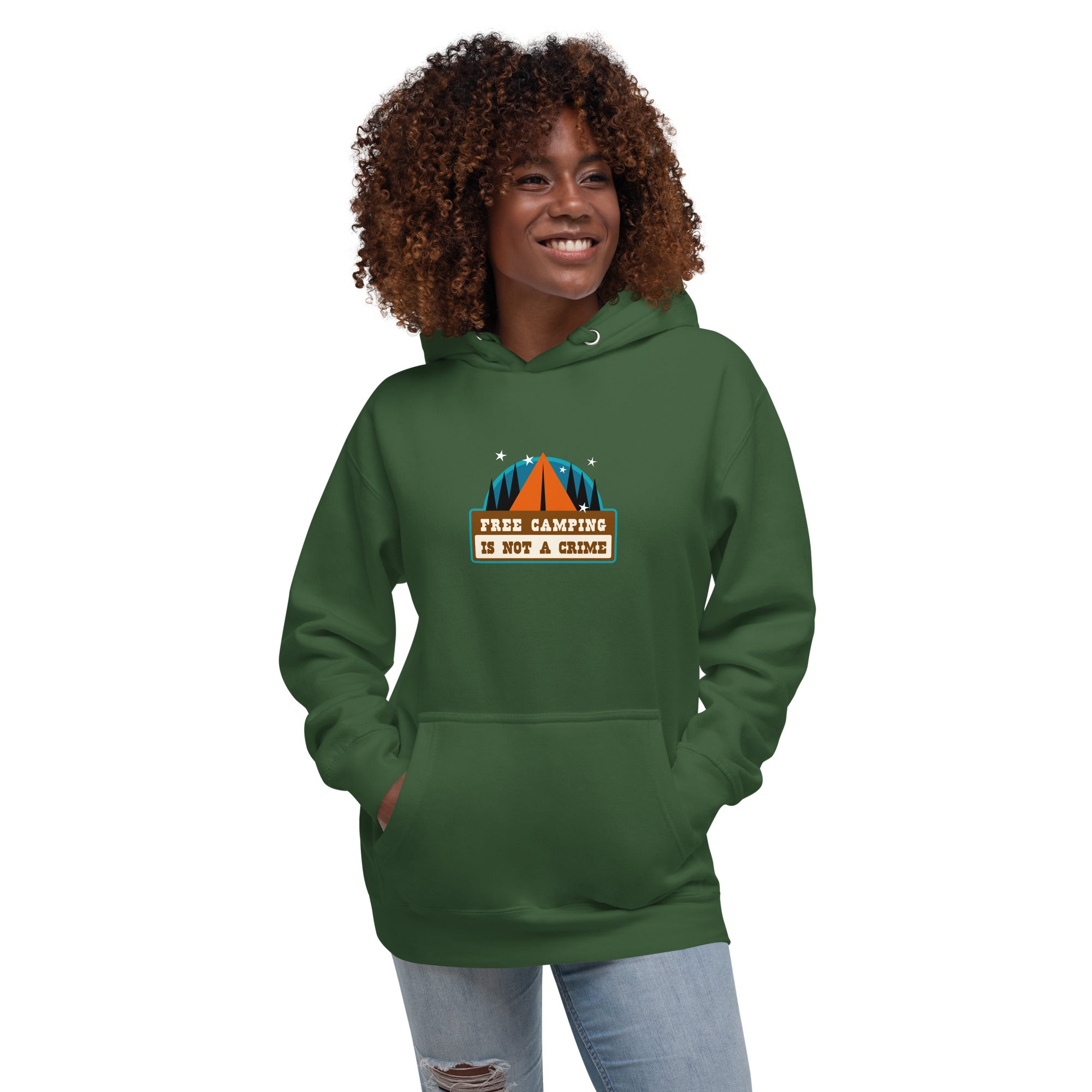 Unisex Cotton Hoodie Free camping is not a crime graphic