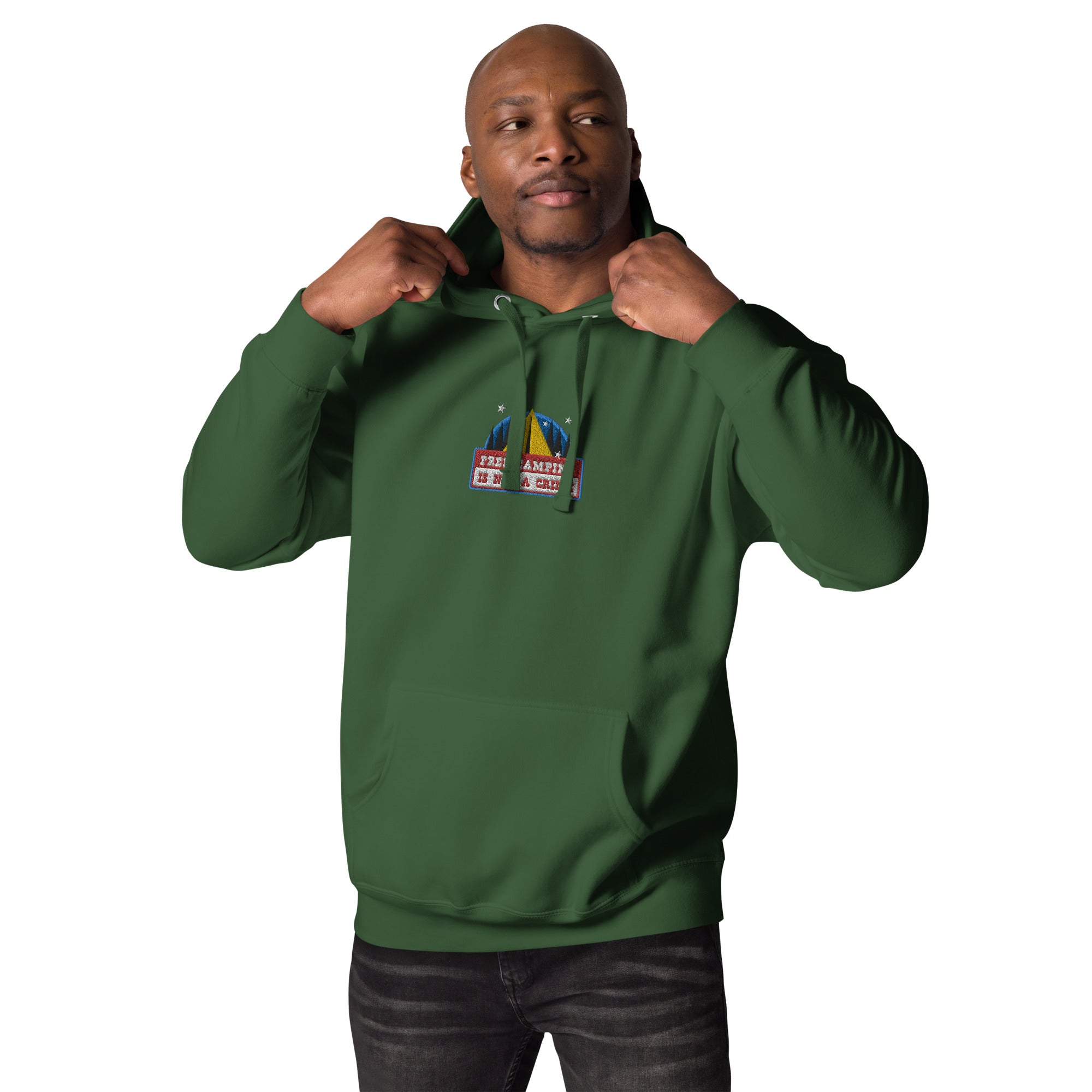 Unisex Cotton Hoodie Free camping is not a crime graphic embroidered pattern