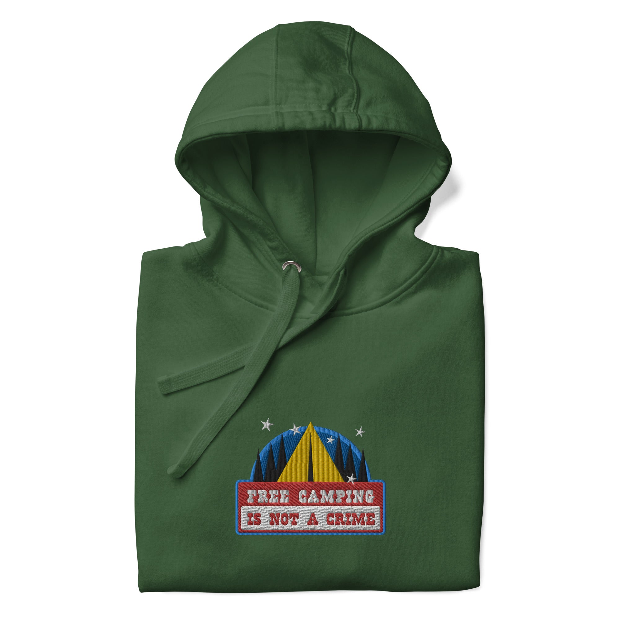 Unisex Cotton Hoodie Free camping is not a crime graphic embroidered pattern