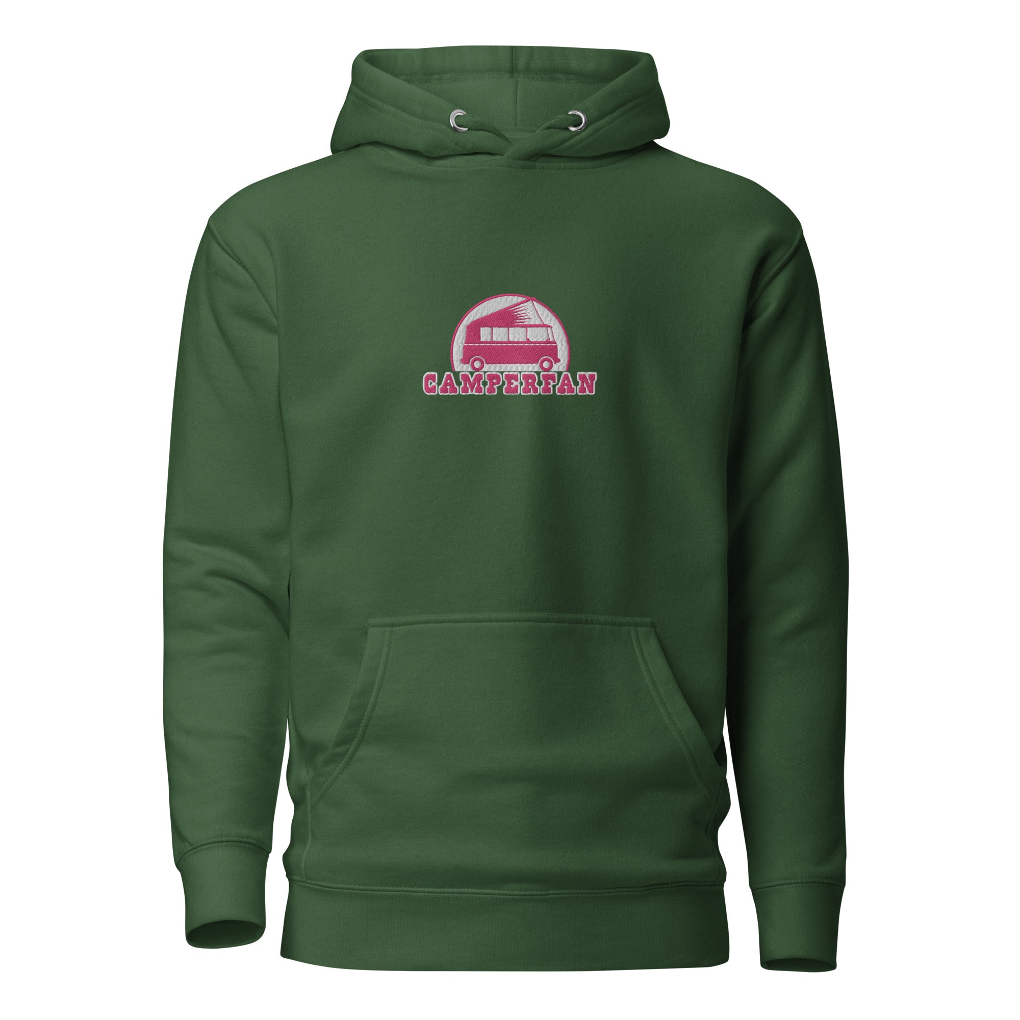 Unisex Cotton Hoodie Camperfan flamingo/white embroidered pattern