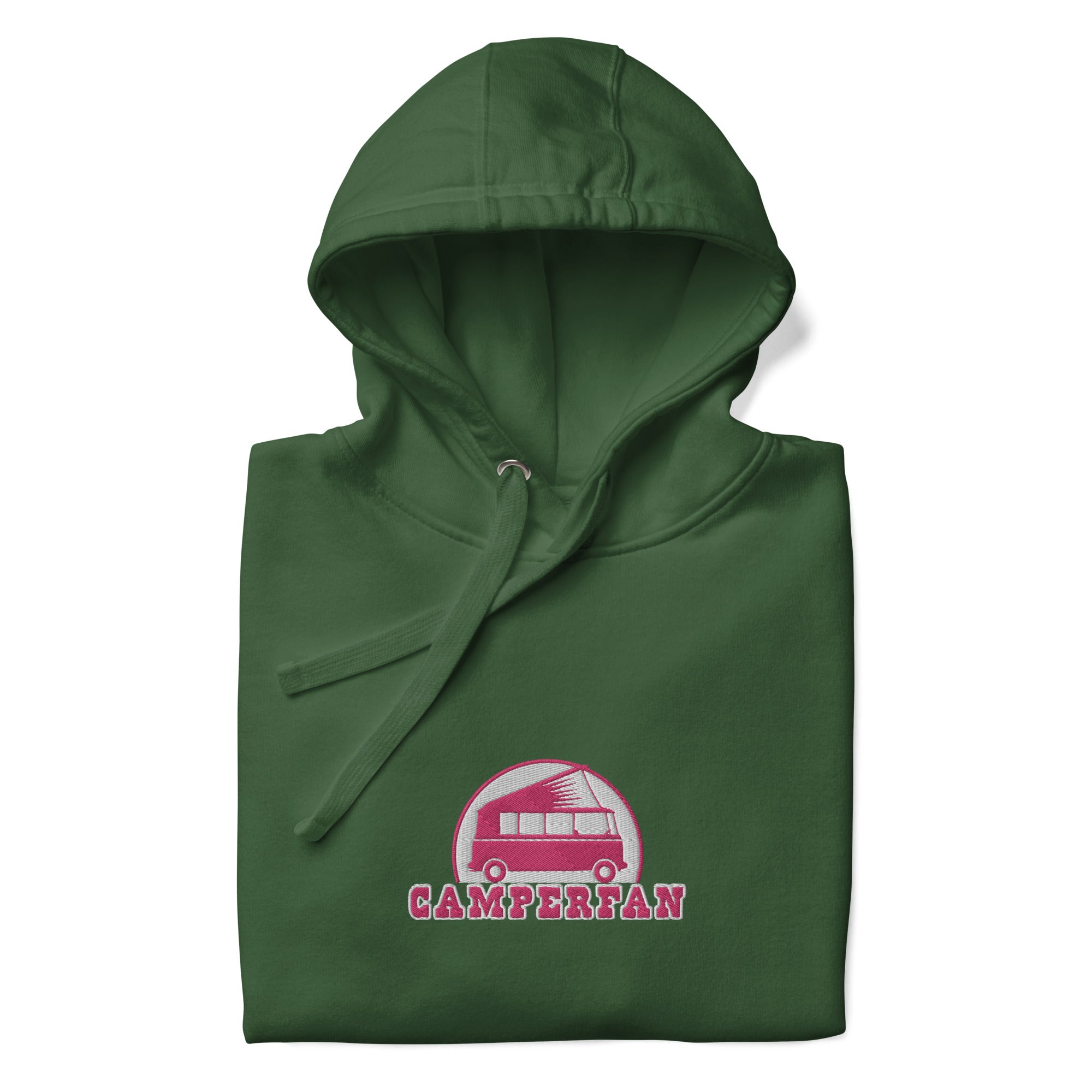 Unisex Cotton Hoodie Camperfan flamingo/white embroidered pattern