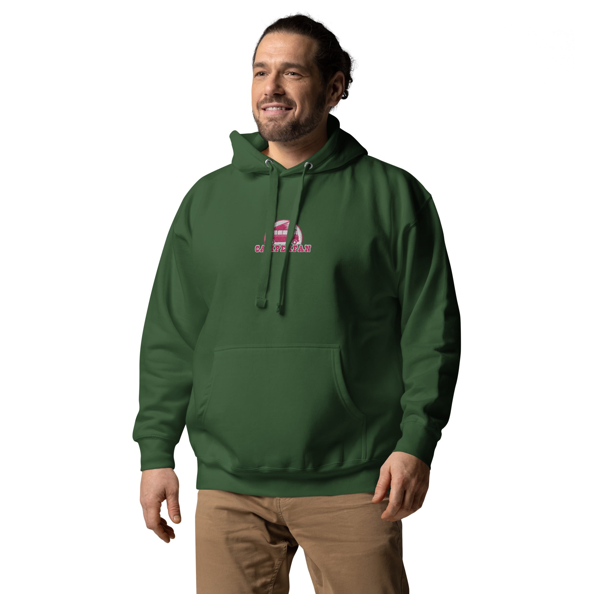 Unisex Cotton Hoodie Camperfan flamingo/white embroidered pattern