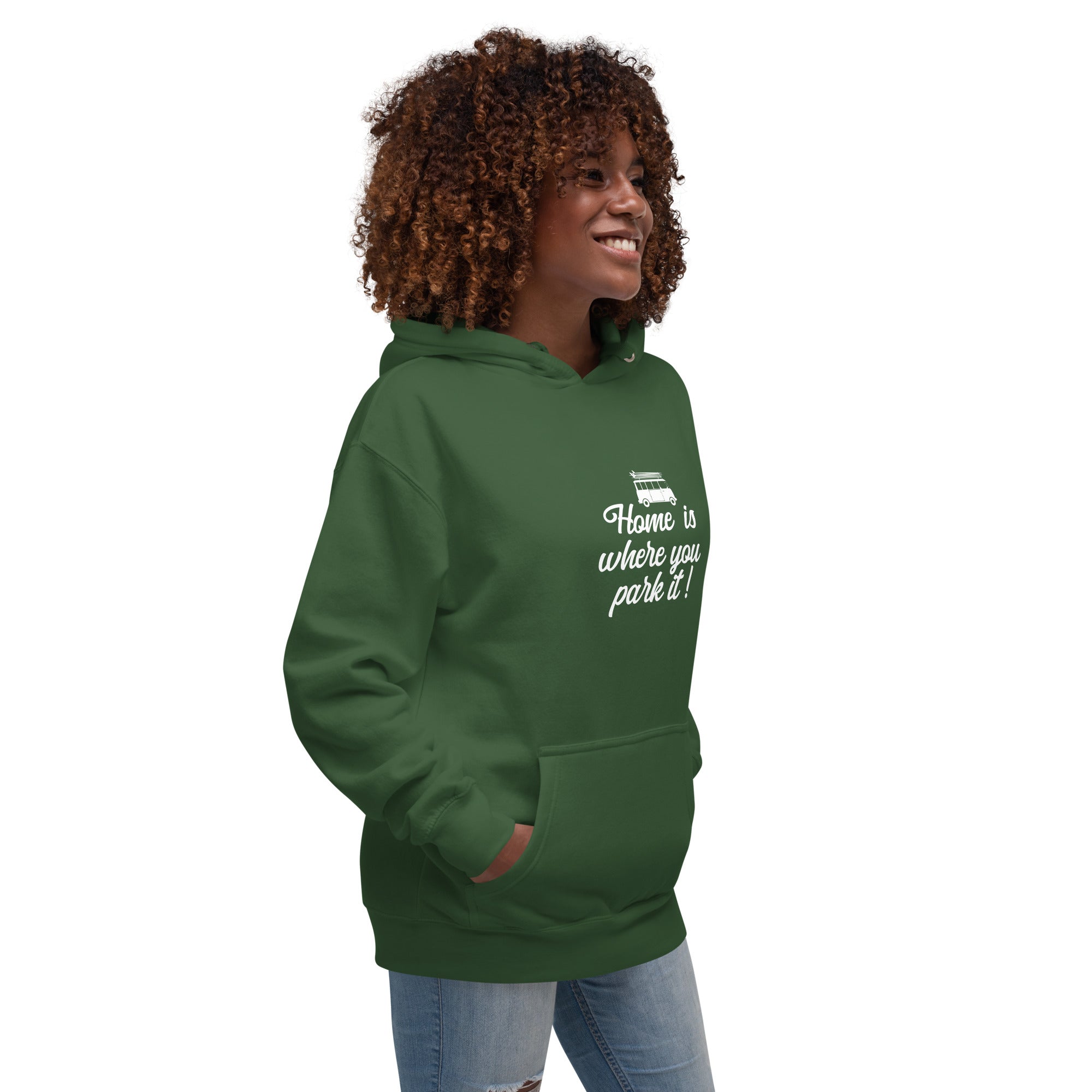 Unisex Cotton Hoodie White Surf Combi Home is where you park it
