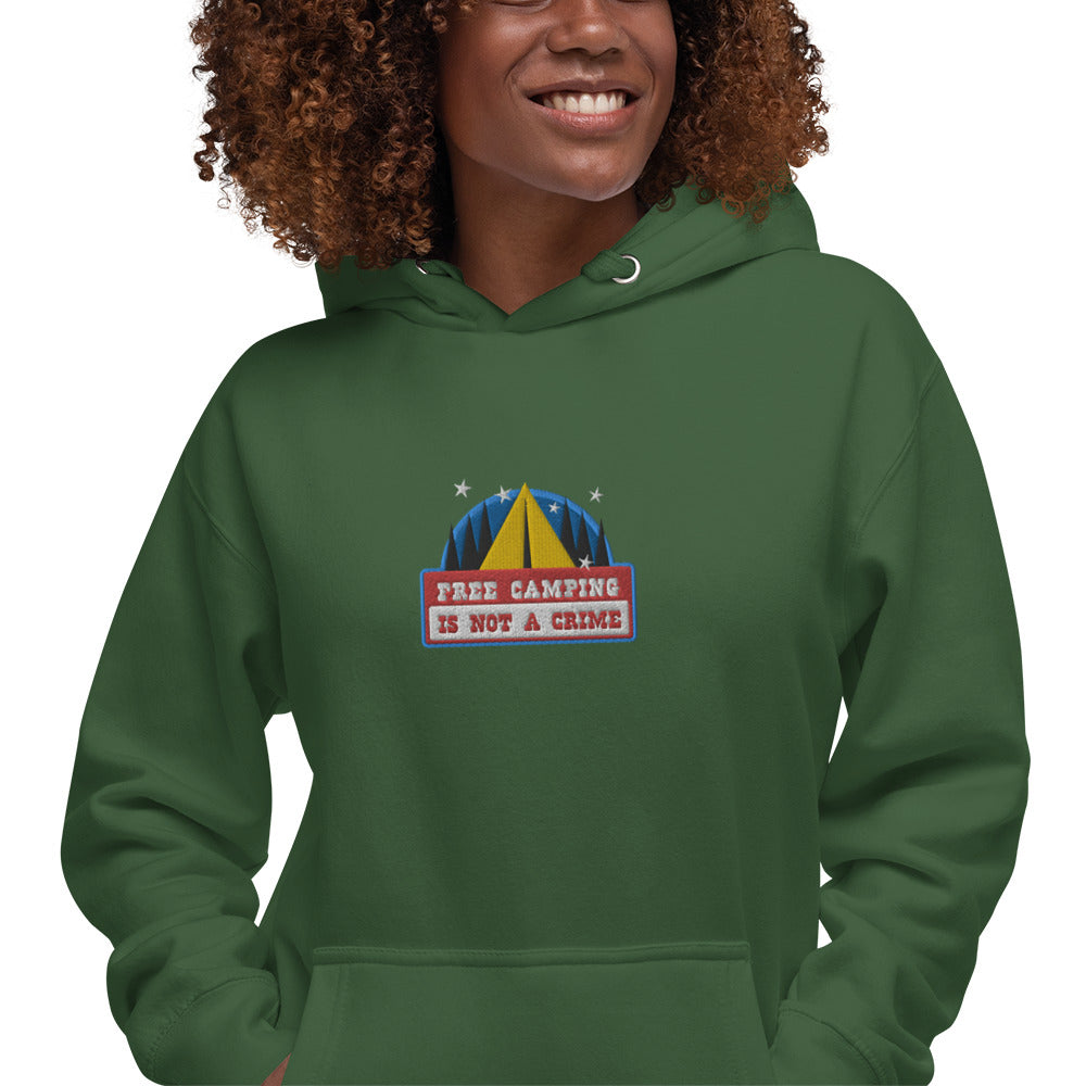 Unisex Cotton Hoodie Free camping is not a crime graphic embroidered pattern