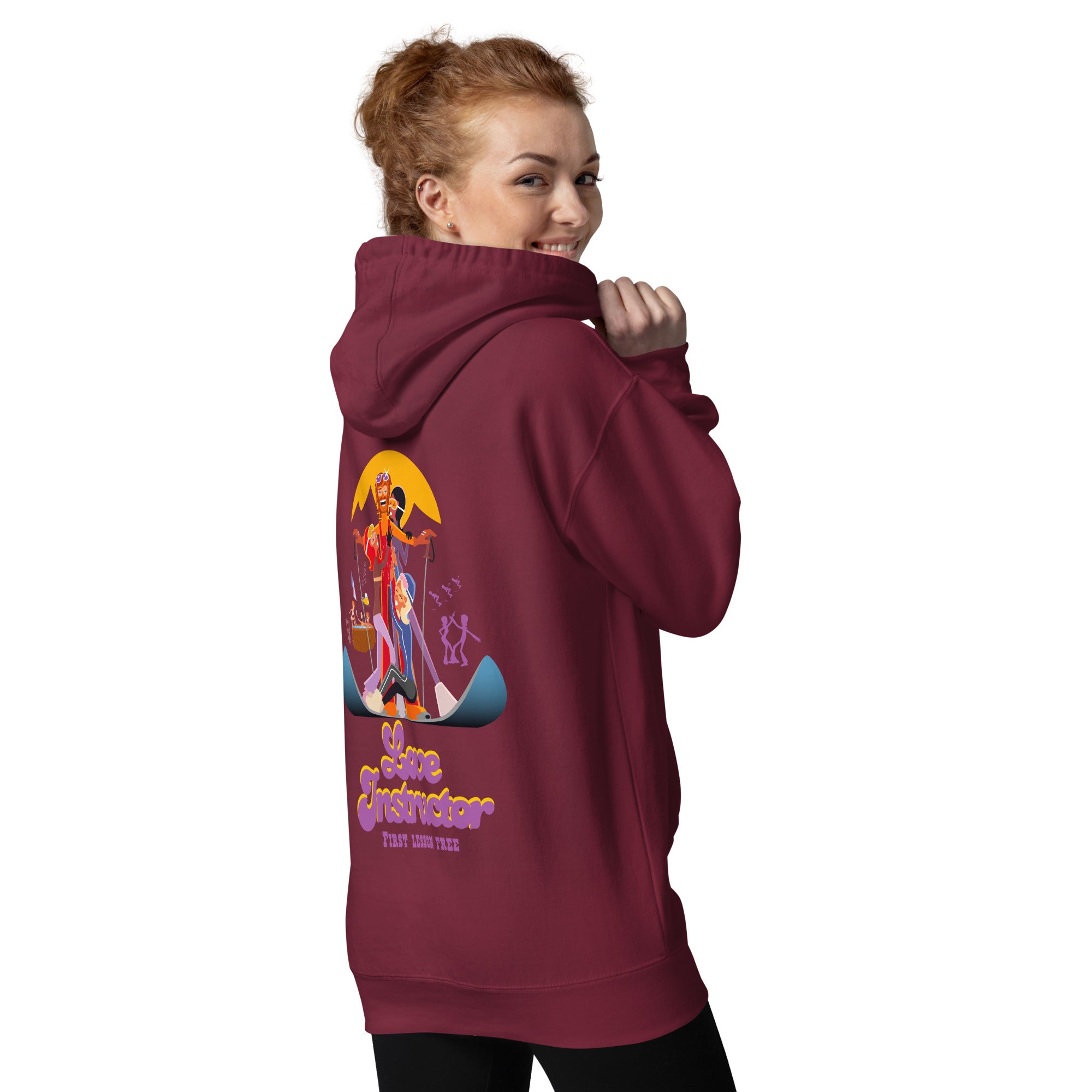 Sweat à capuche unisexe en coton Love Instructor First Lesson free grand motif dans le dos