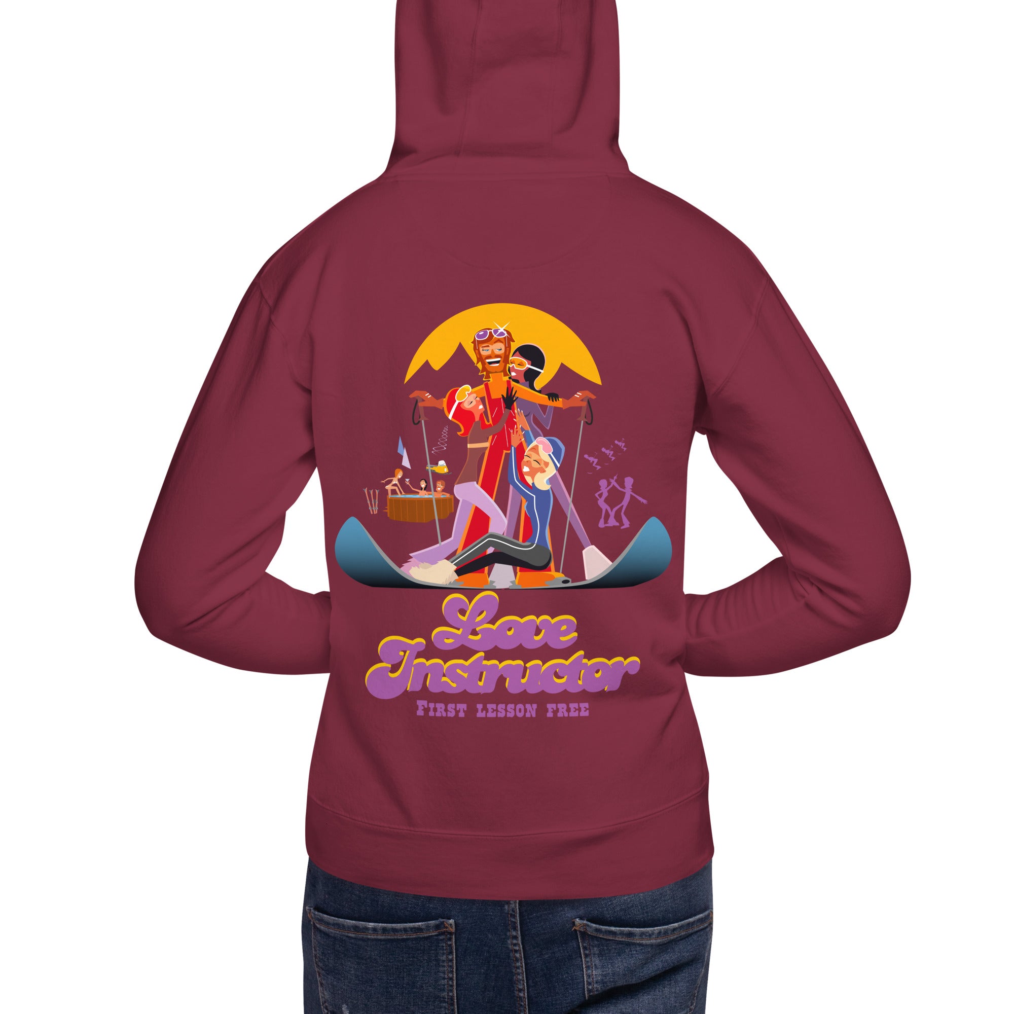 Sweat à capuche unisexe en coton Love Instructor First Lesson free grand motif dans le dos