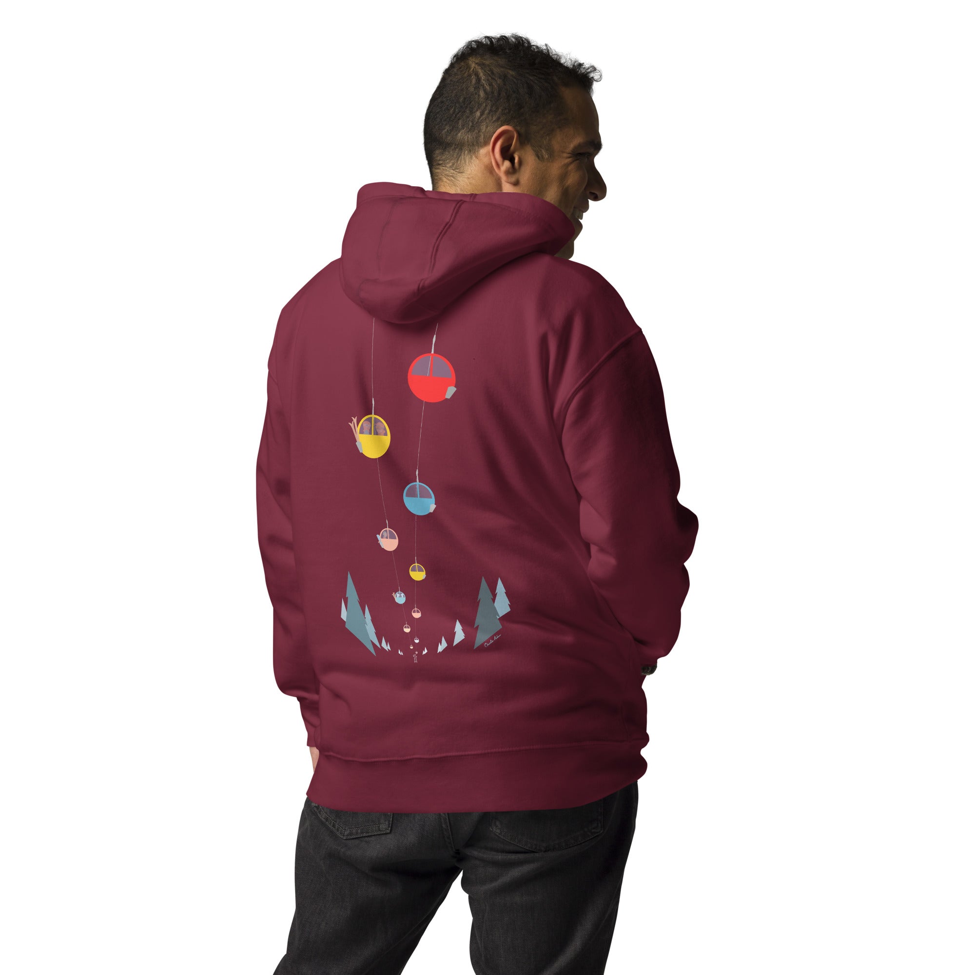 Sweat à capuche unisexe en coton Gondolas in the mist (face & dos)