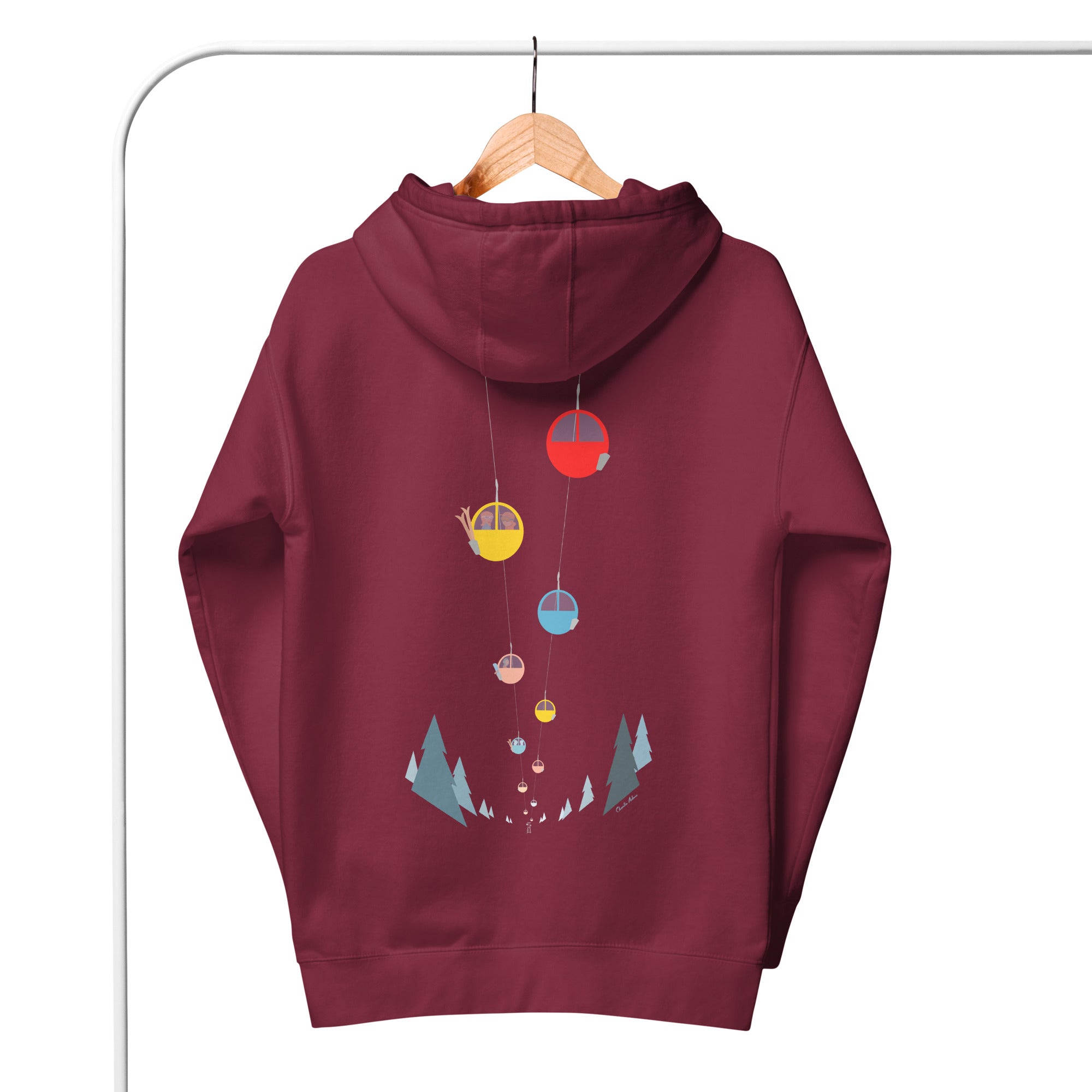 Sweat à capuche unisexe en coton Gondolas in the mist (face & dos)