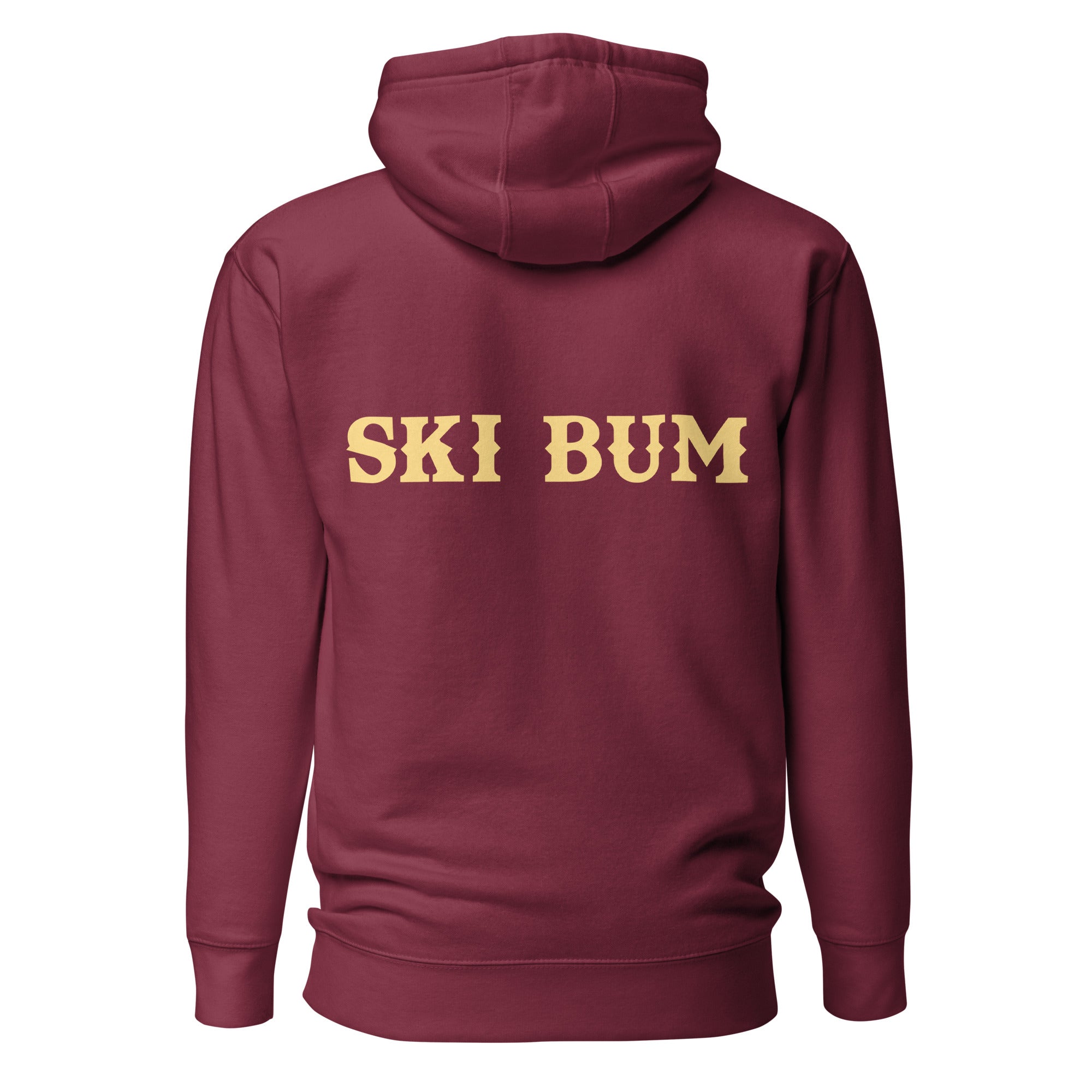 Sweat à capuche unisexe en coton Ski Bum texte clair (face & dos)