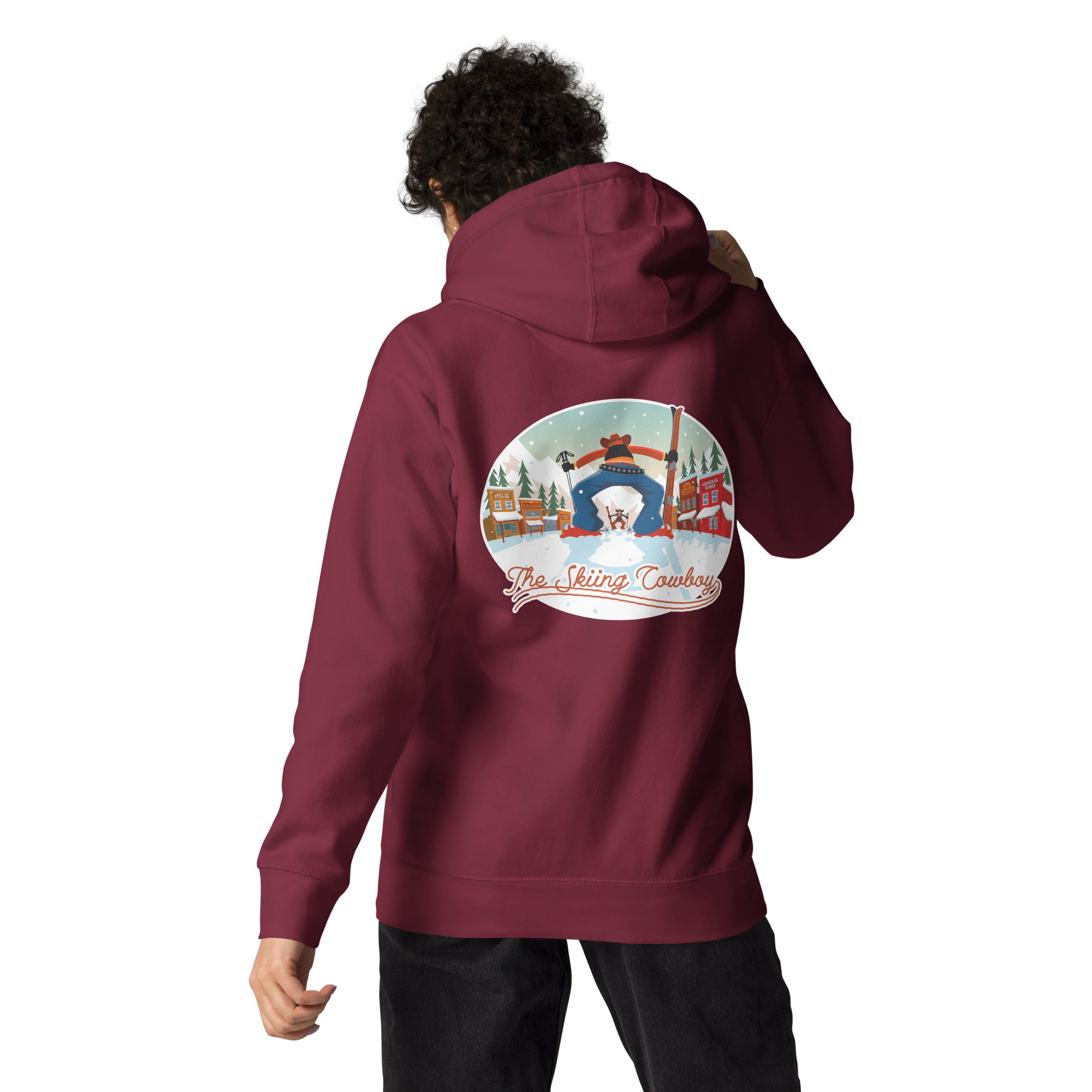 Sweat à capuche unisexe en coton Ski Fight at OK Corral (face & dos)