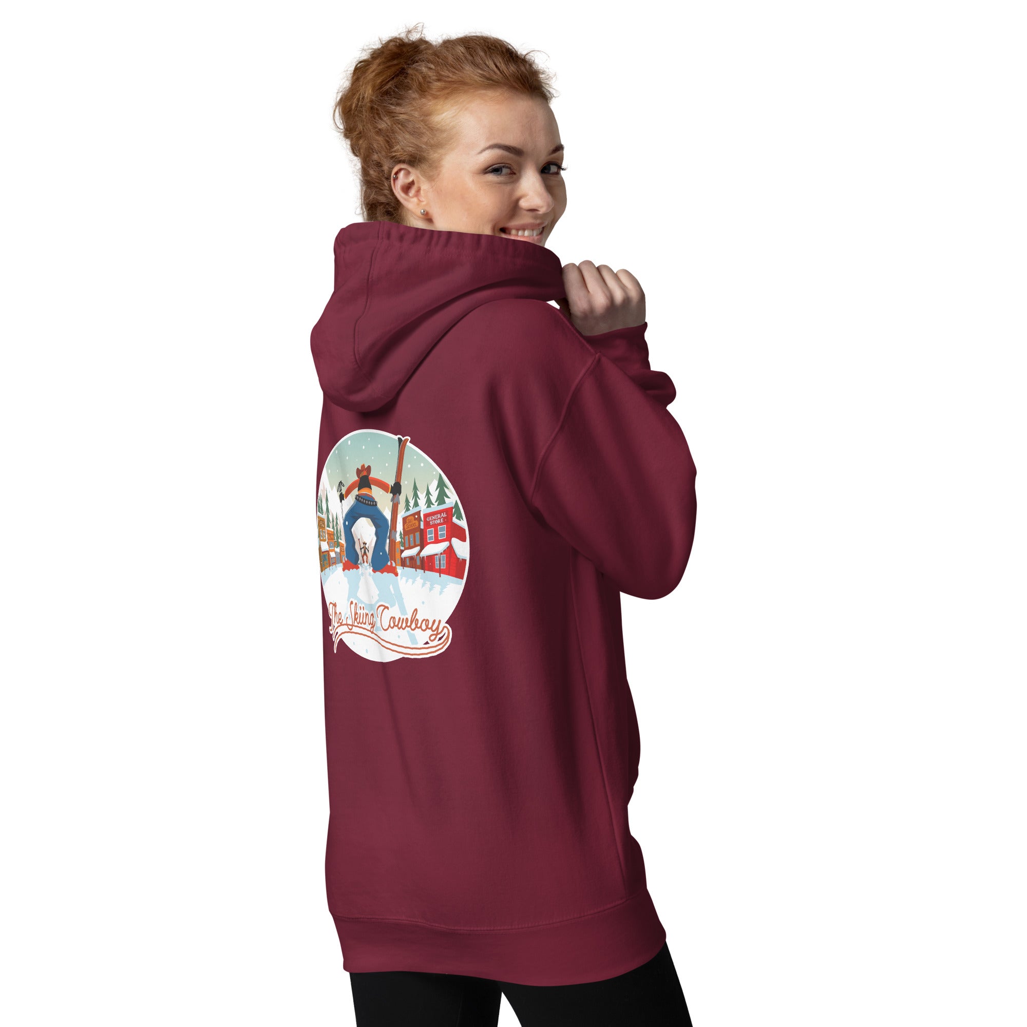 Sweat à capuche unisexe en coton Ski Fight at OK Corral (face & dos)