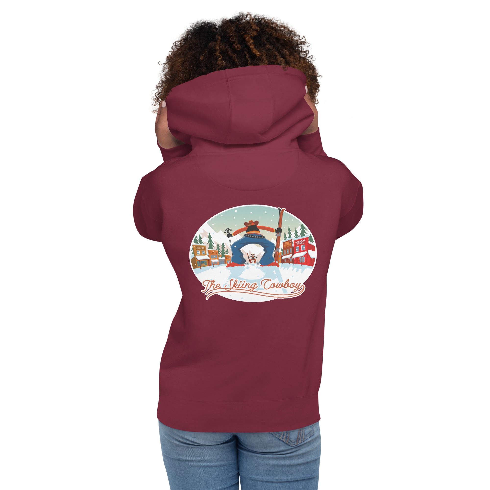 Sweat à capuche unisexe en coton Ski Fight at OK Corral (face & dos)