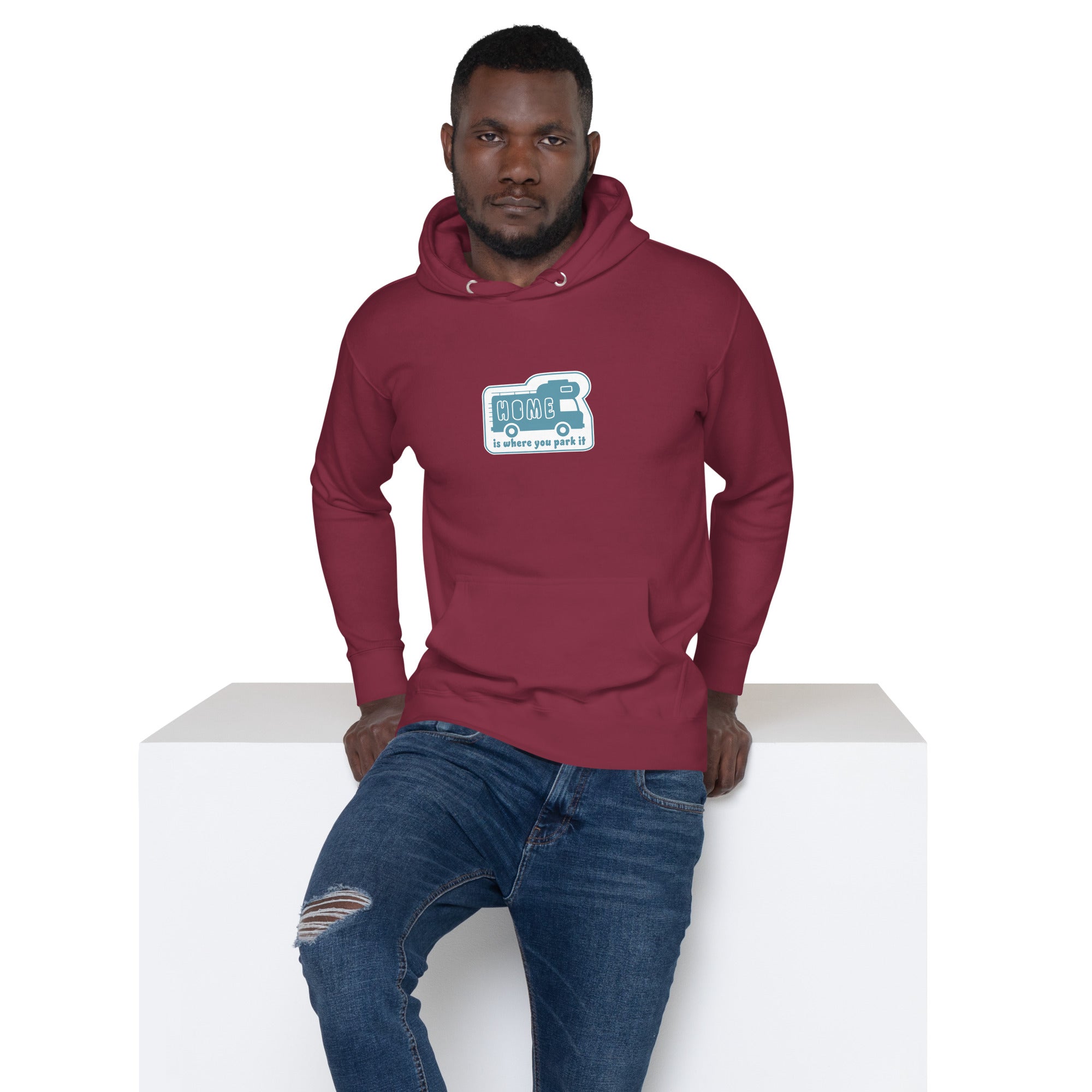 Unisex Cotton Hoodie Blue Camper Van Home is where you park it