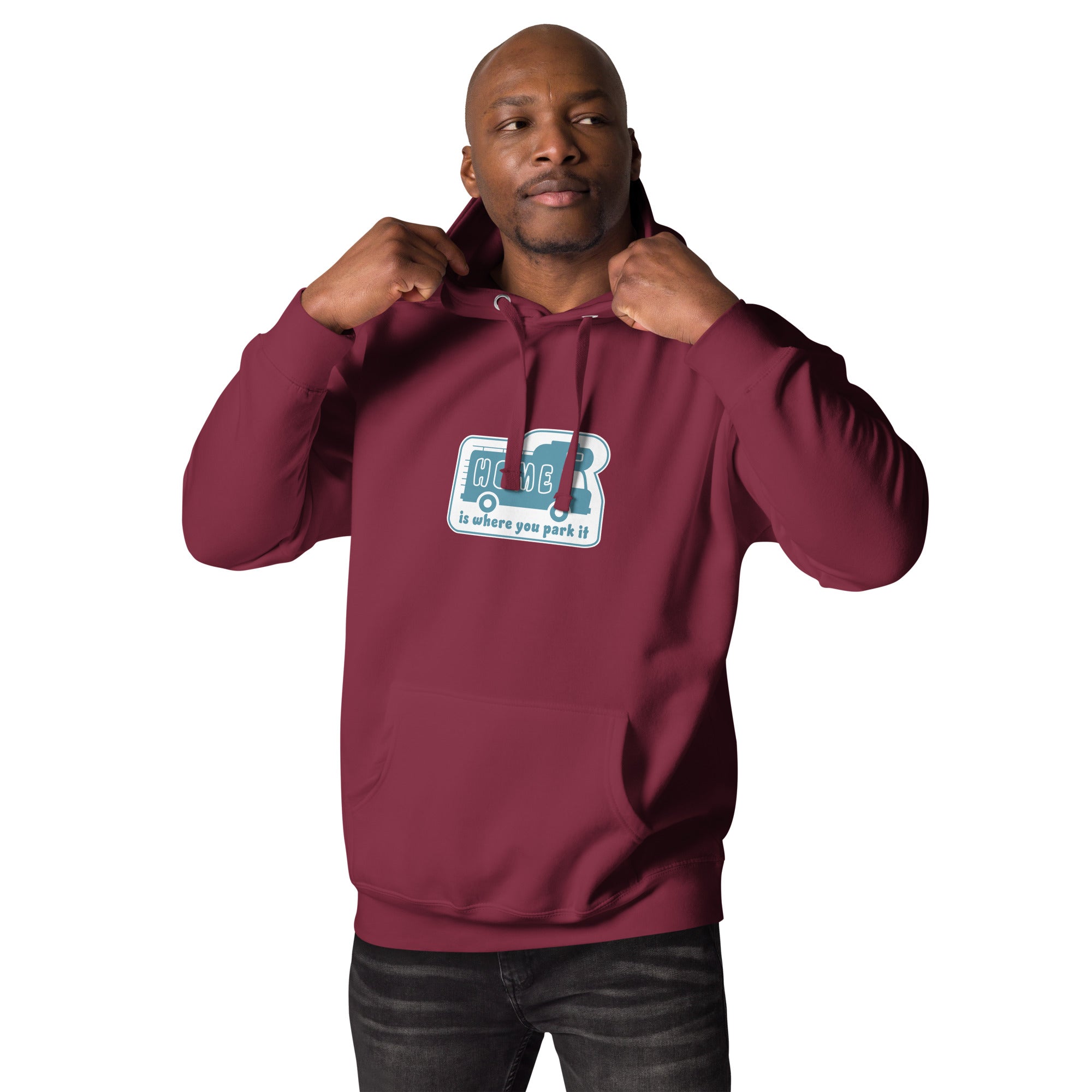 Unisex Cotton Hoodie Blue Camper Van Home is where you park it