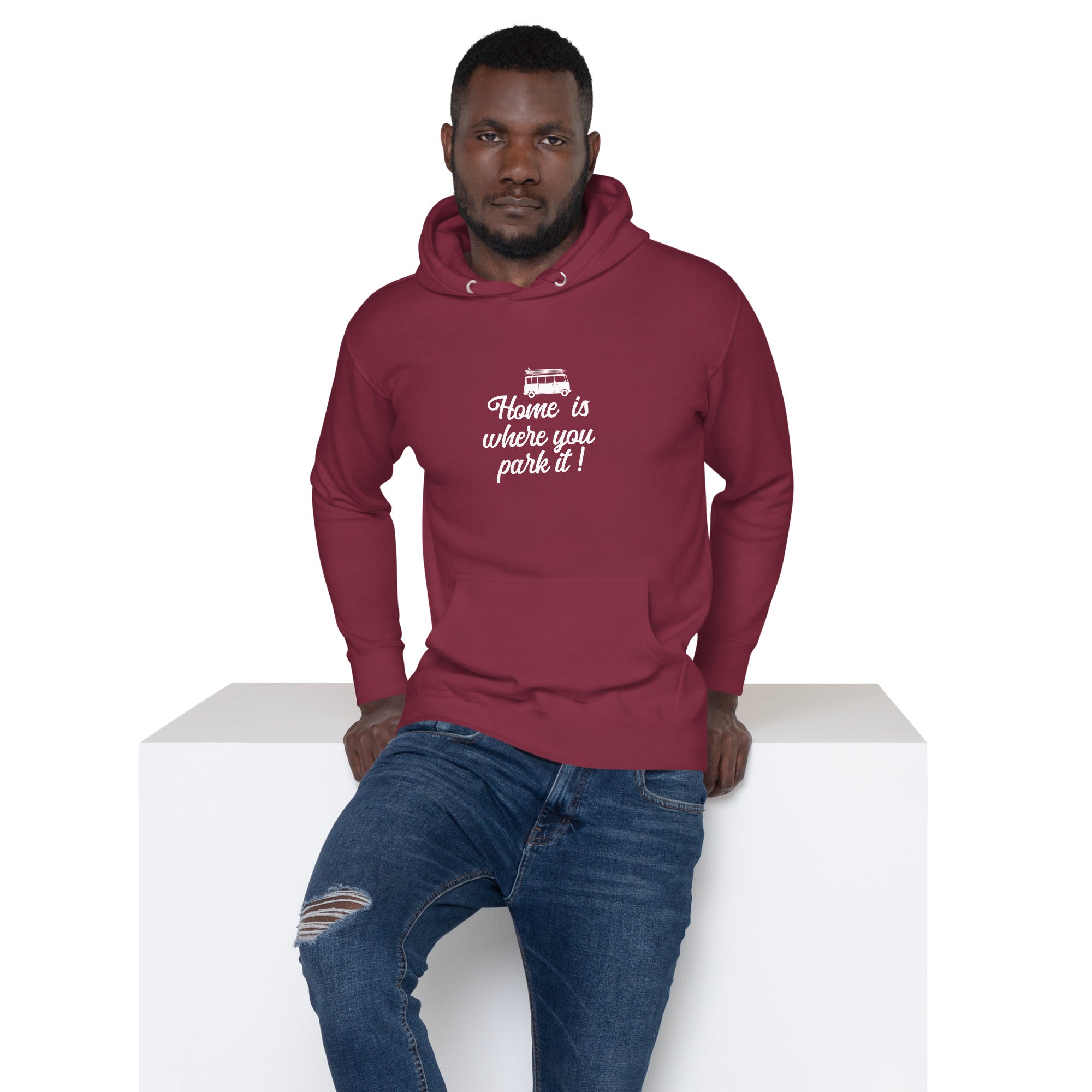 Unisex Cotton Hoodie White Surf Combi Home is where you park it