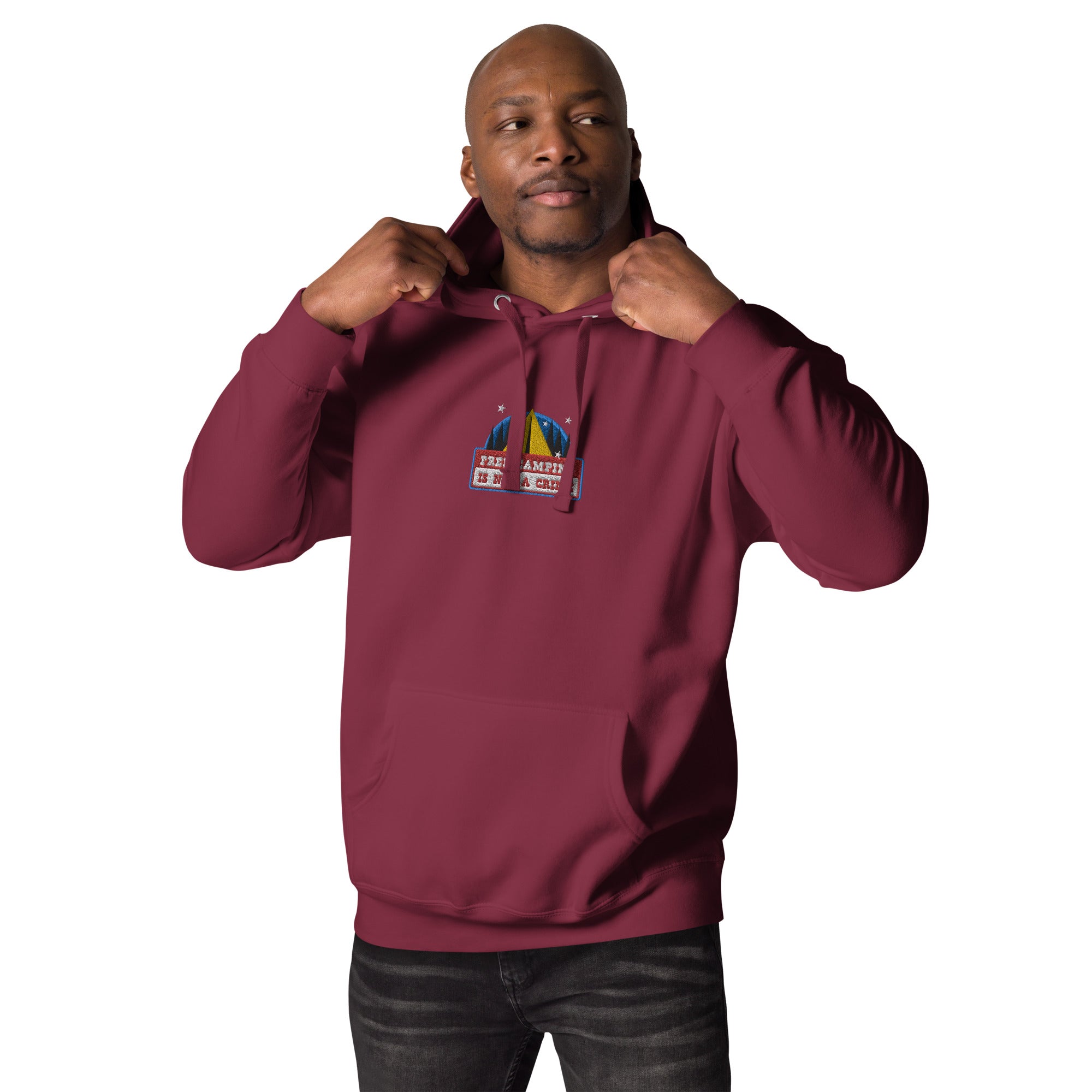 Unisex Cotton Hoodie Free camping is not a crime graphic embroidered pattern