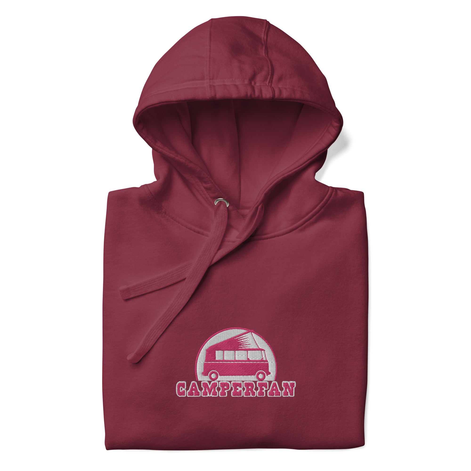 Unisex Cotton Hoodie Camperfan flamingo/white embroidered pattern