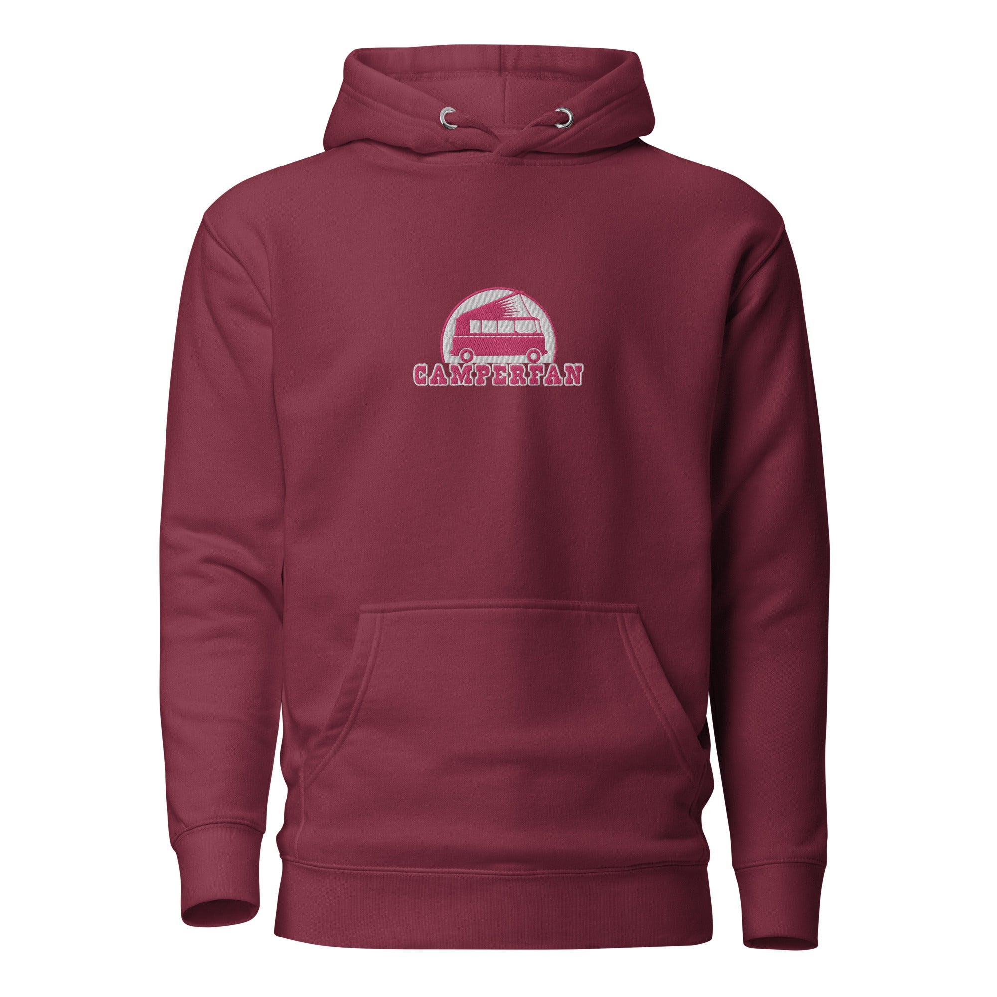 Unisex Cotton Hoodie Camperfan flamingo/white embroidered pattern