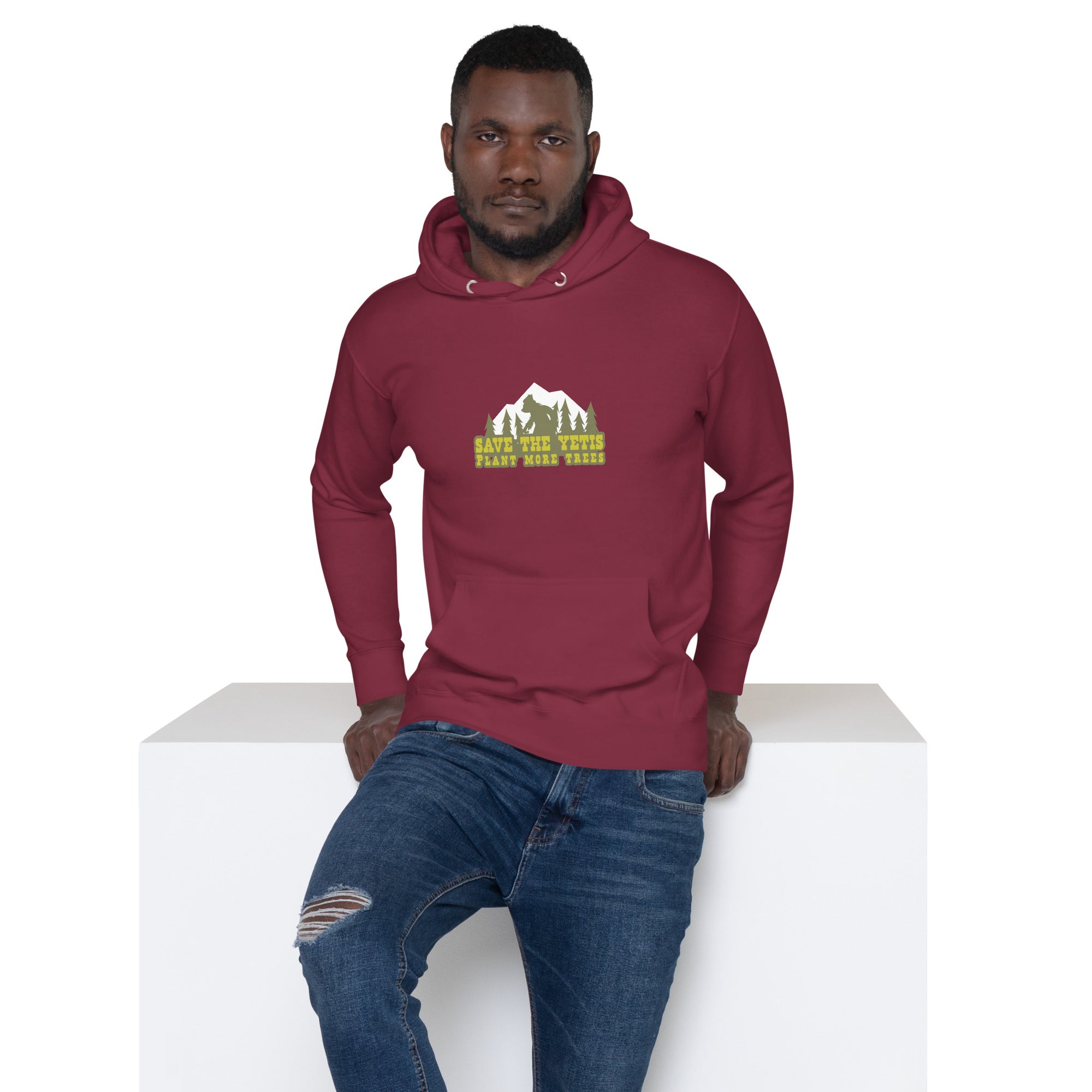 Sweat à capuche unisexe en coton Save the Yetis, Plant more Trees
