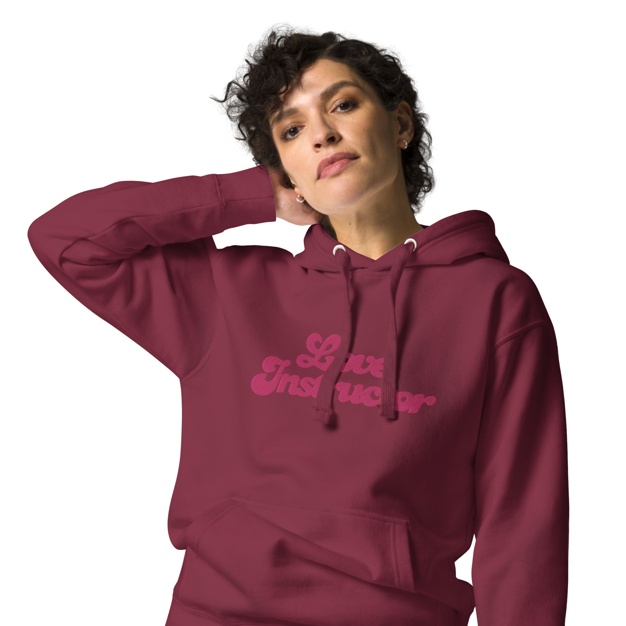 Sweat à capuche unisexe en coton Love Instructor grand motif brodé