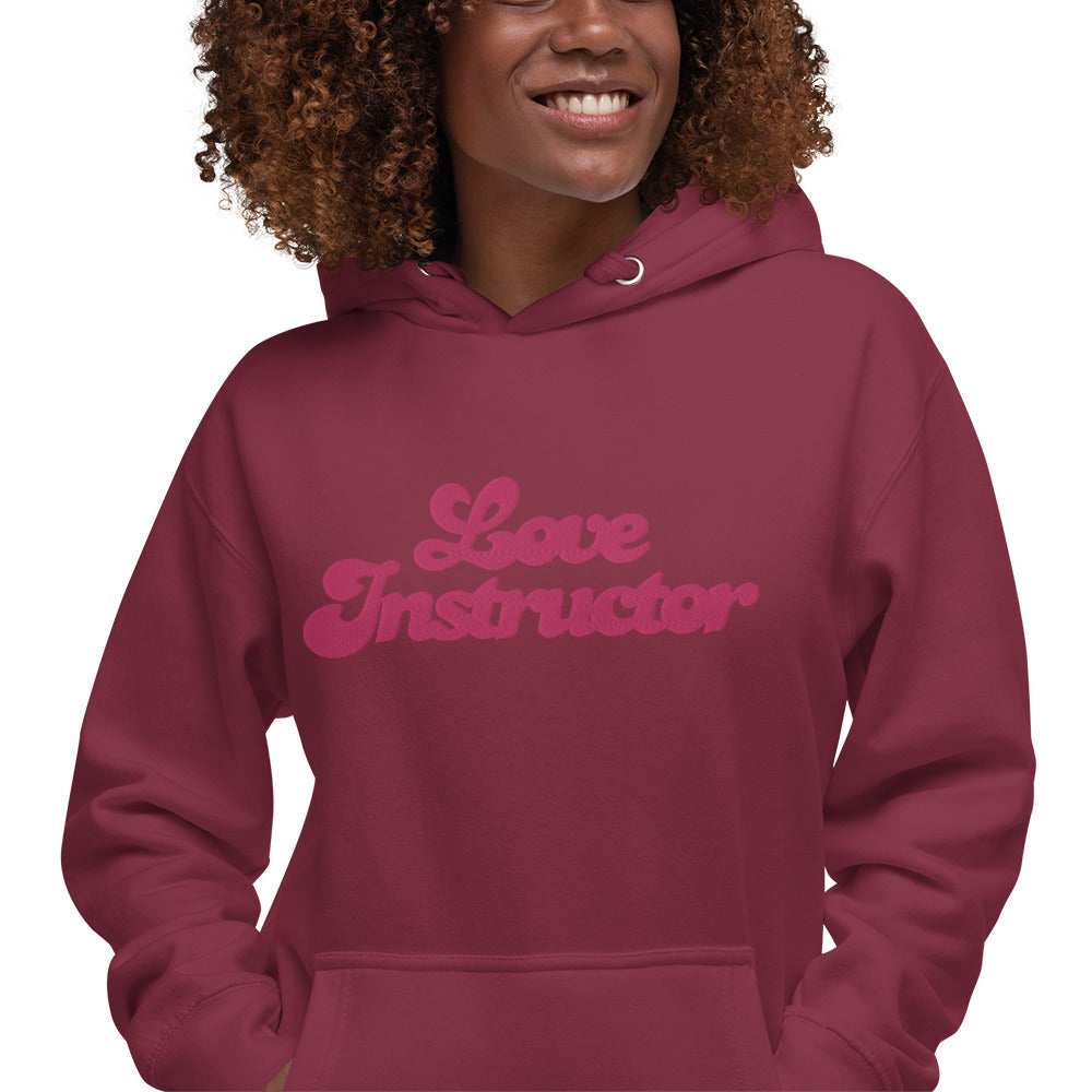 Sweat à capuche unisexe en coton Love Instructor grand motif brodé