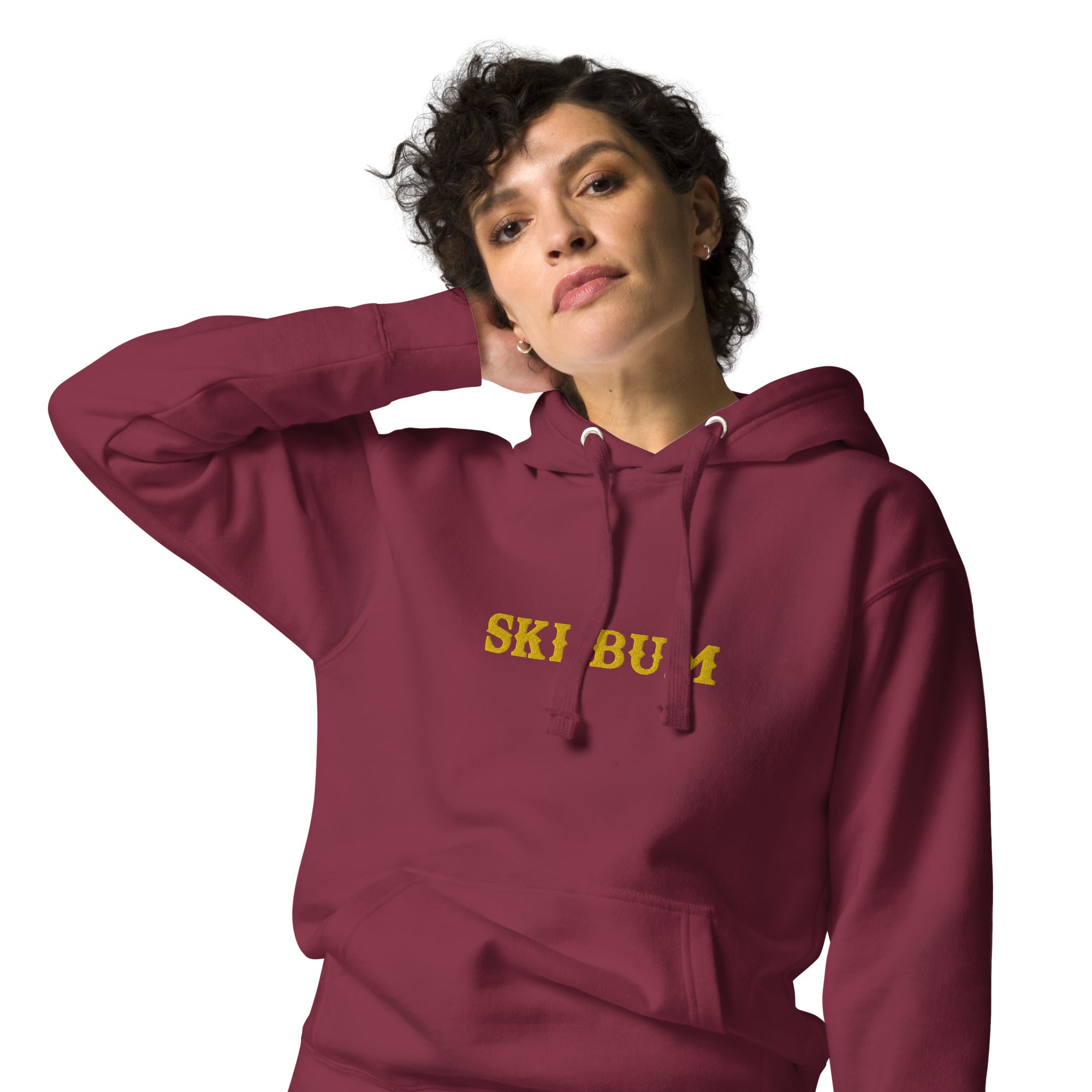 Sweat à capuche unisexe en coton Ski Bum Gold brodé