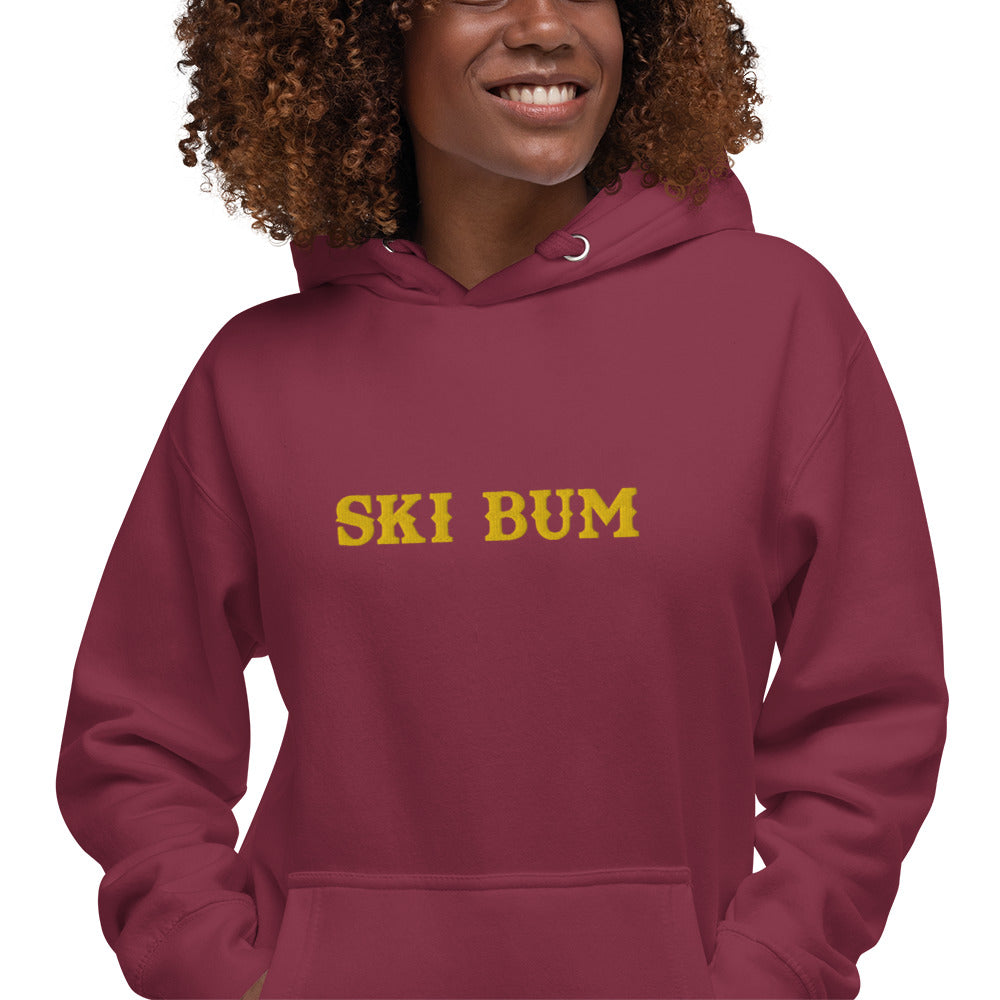 Sweat à capuche unisexe en coton Ski Bum Gold brodé