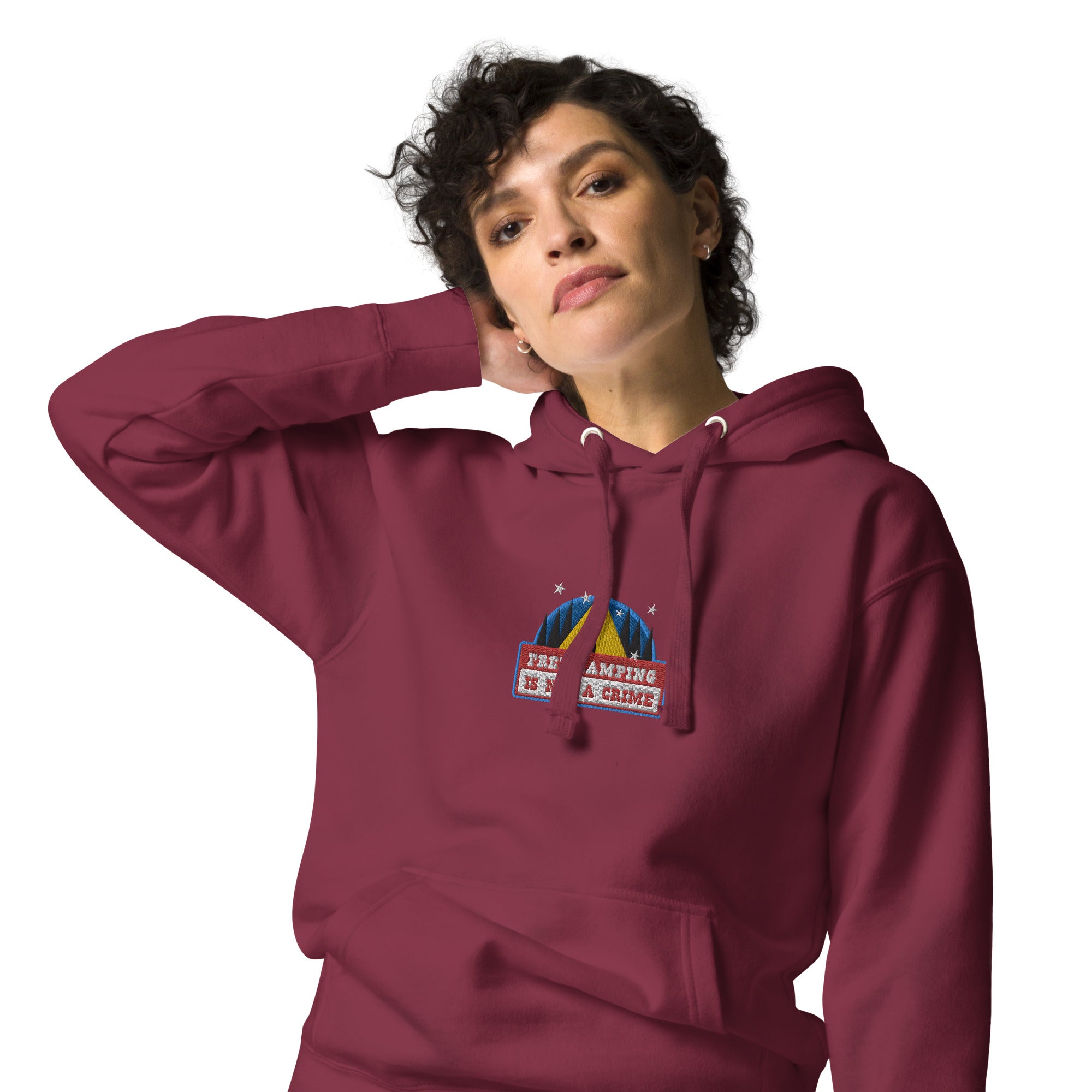 Unisex Cotton Hoodie Free camping is not a crime graphic embroidered pattern