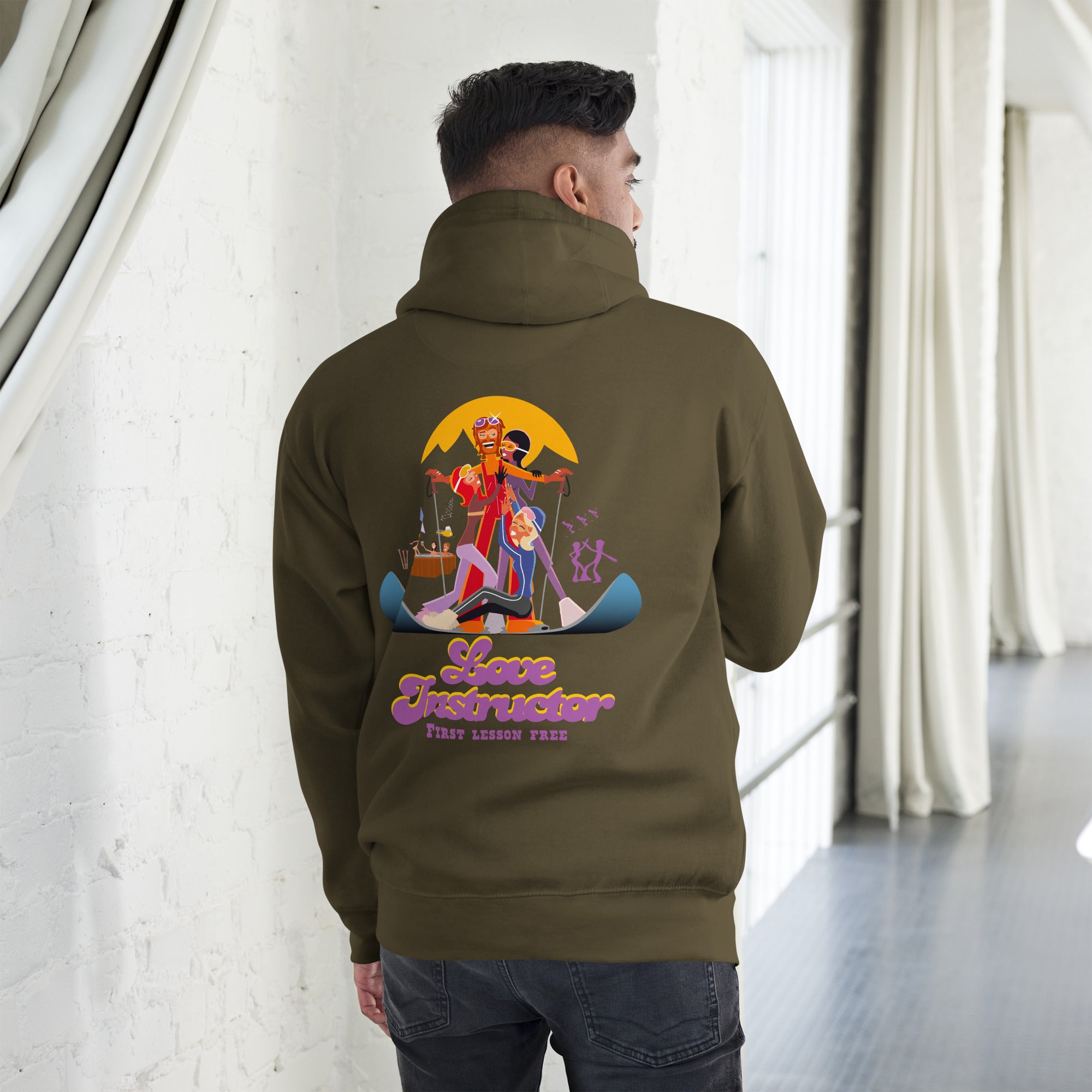 Sweat à capuche unisexe en coton Love Instructor First Lesson free grand motif dans le dos