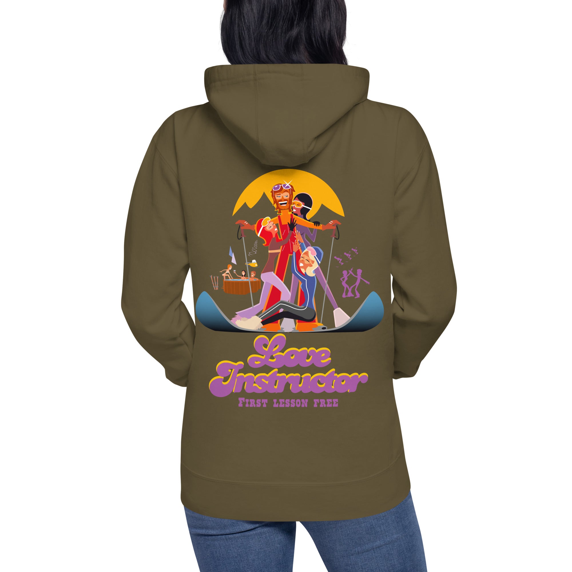 Sweat à capuche unisexe en coton Love Instructor First Lesson free grand motif dans le dos