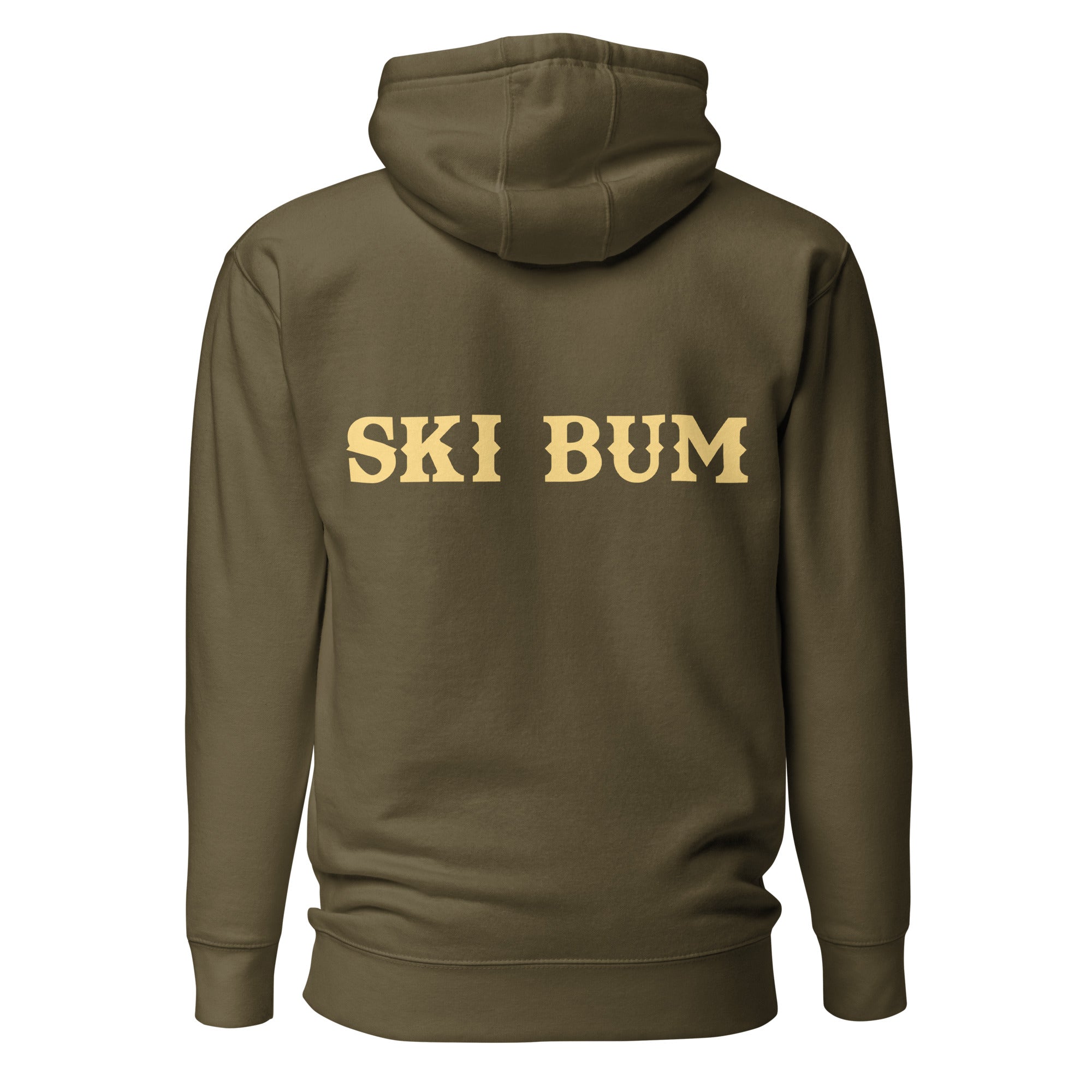 Sweat à capuche unisexe en coton Ski Bum texte clair (face & dos)