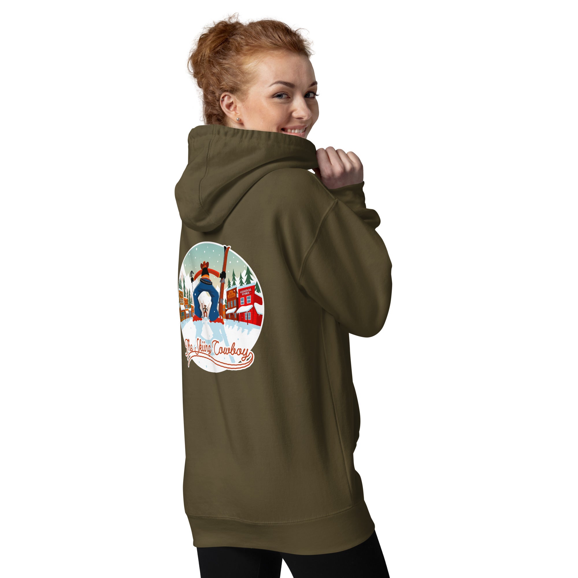 Sweat à capuche unisexe en coton Ski Fight at OK Corral (face & dos)