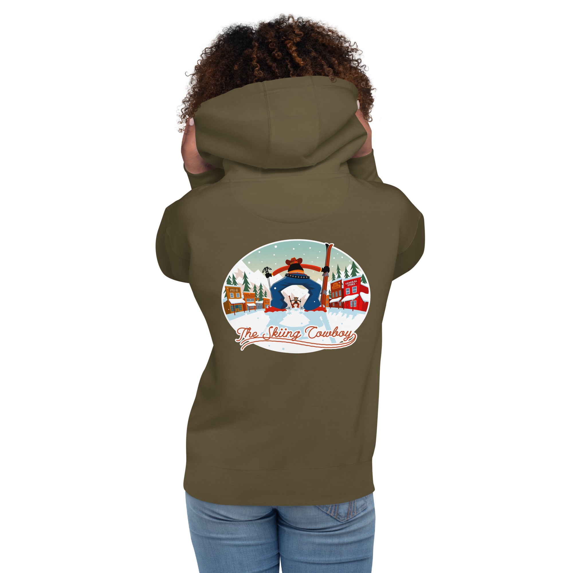 Sweat à capuche unisexe en coton Ski Fight at OK Corral (face & dos)