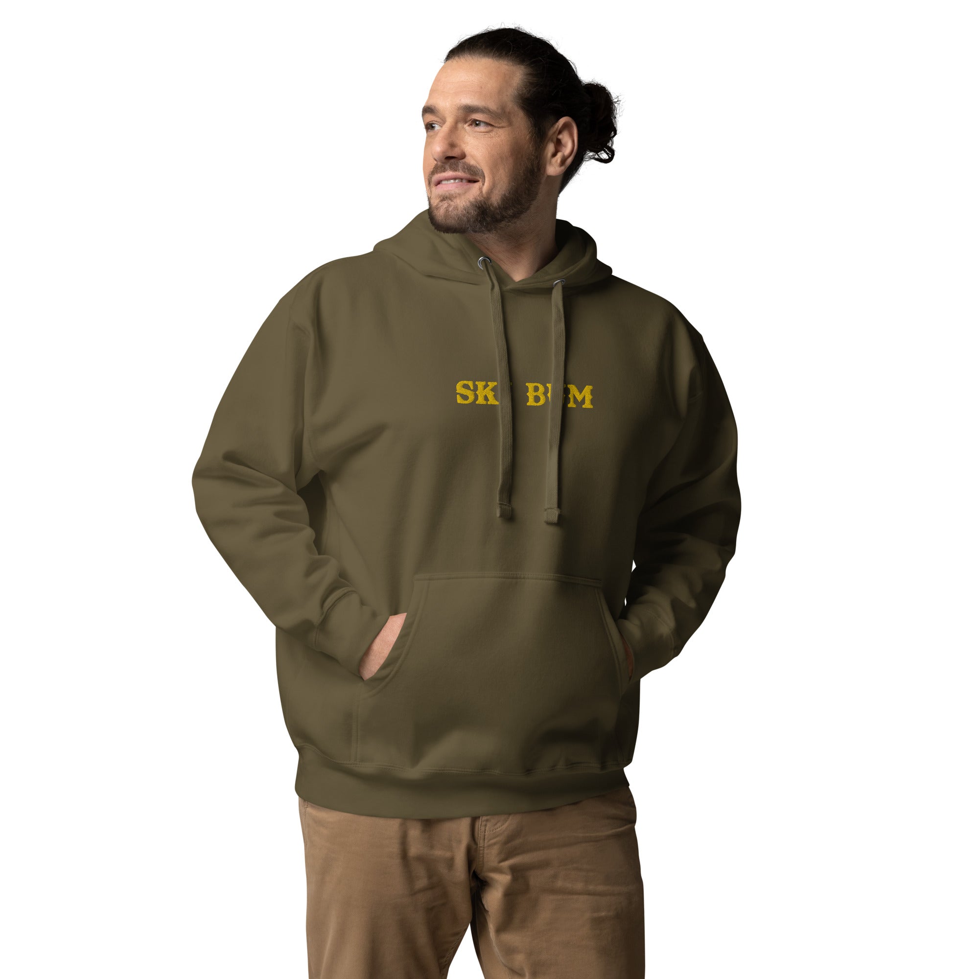 Sweat à capuche unisexe en coton Ski Bum Gold brodé