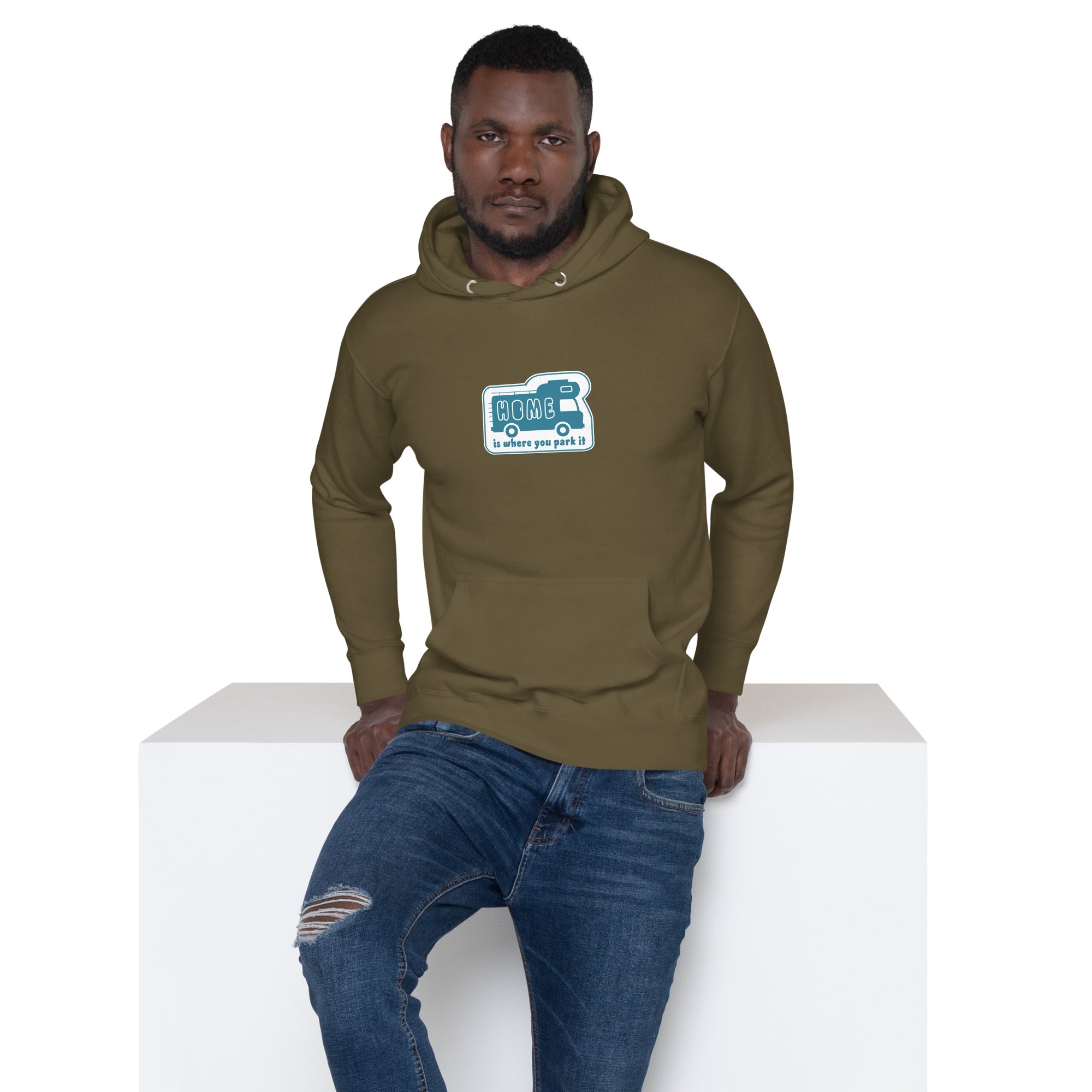 Unisex Cotton Hoodie Blue Camper Van Home is where you park it