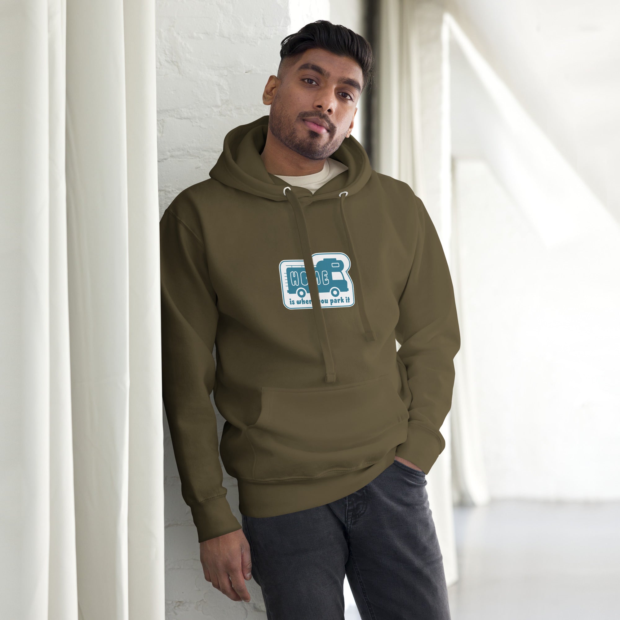 Unisex Cotton Hoodie Blue Camper Van Home is where you park it