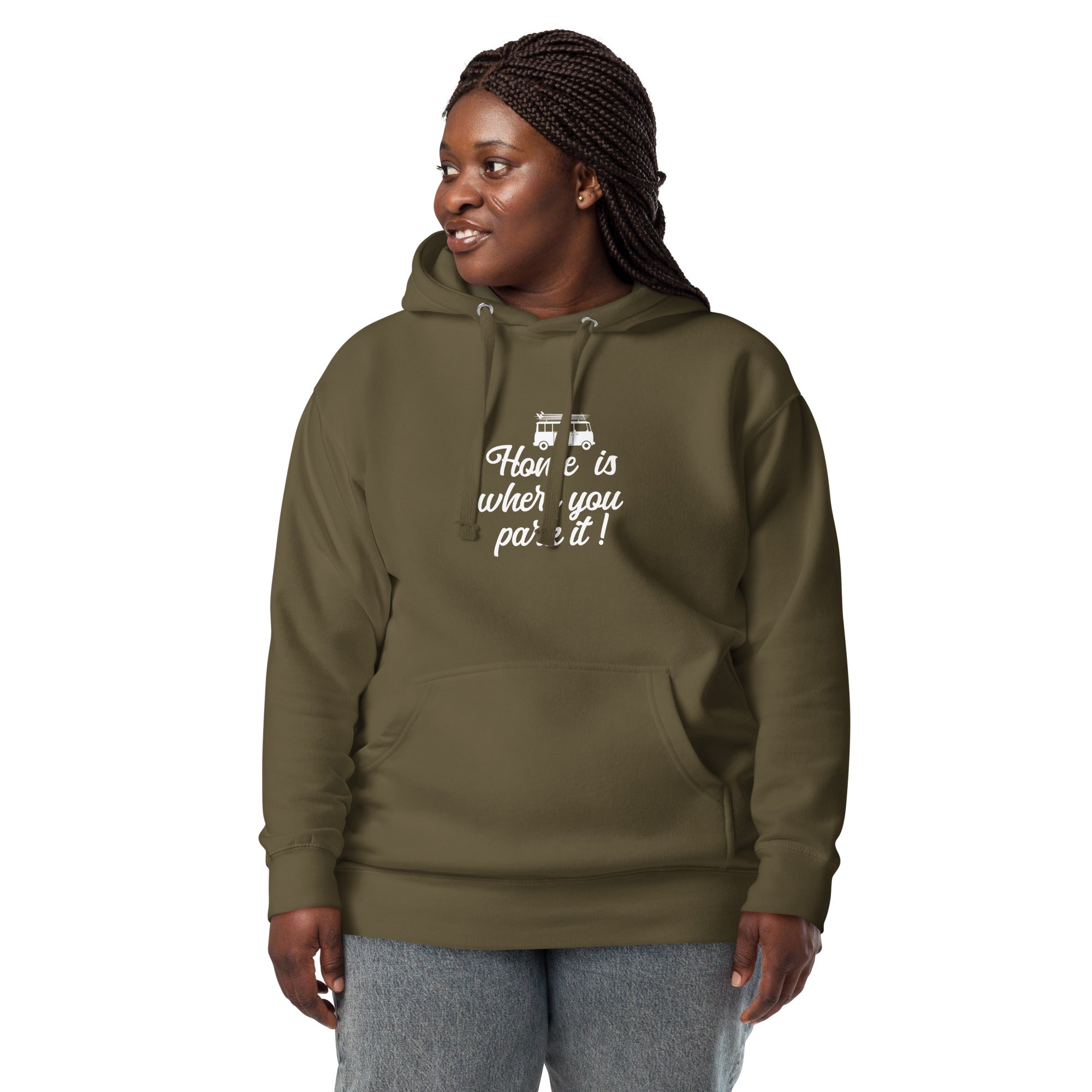 Unisex Cotton Hoodie White Surf Combi Home is where you park it