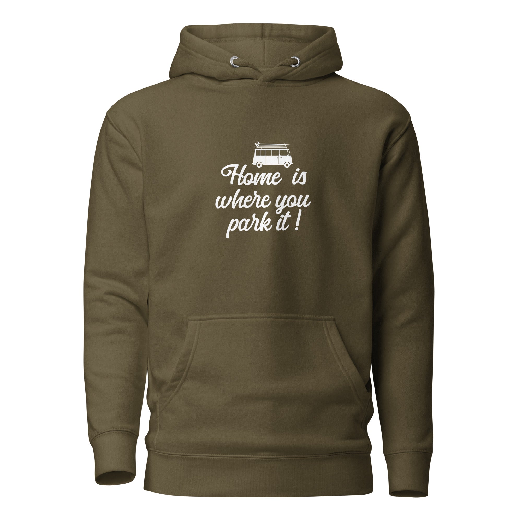 Unisex Cotton Hoodie White Surf Combi Home is where you park it