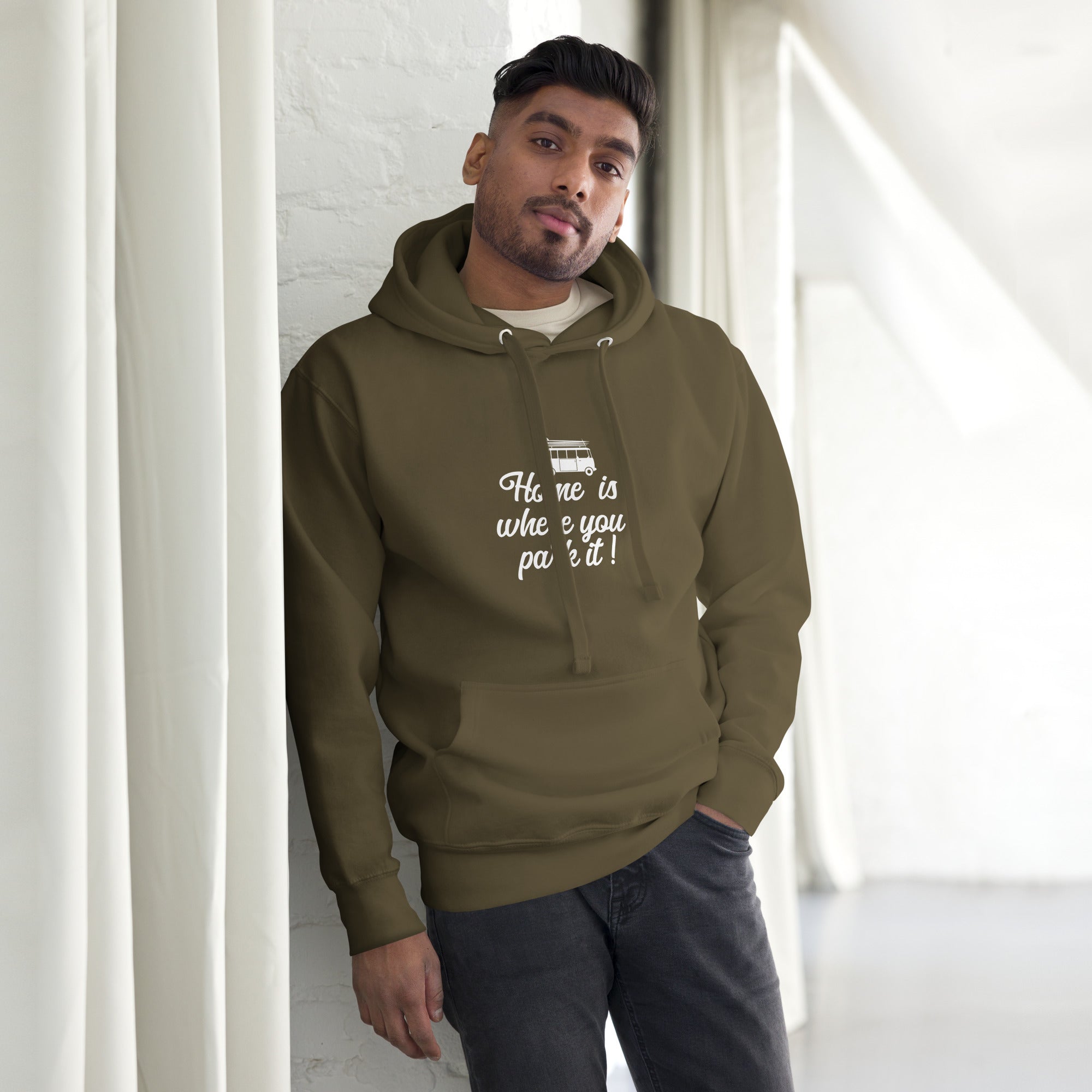 Unisex Cotton Hoodie White Surf Combi Home is where you park it