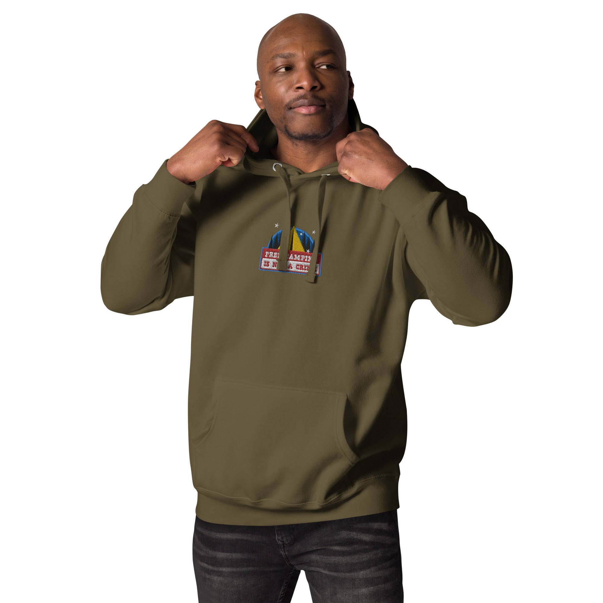 Unisex Cotton Hoodie Free camping is not a crime graphic embroidered pattern