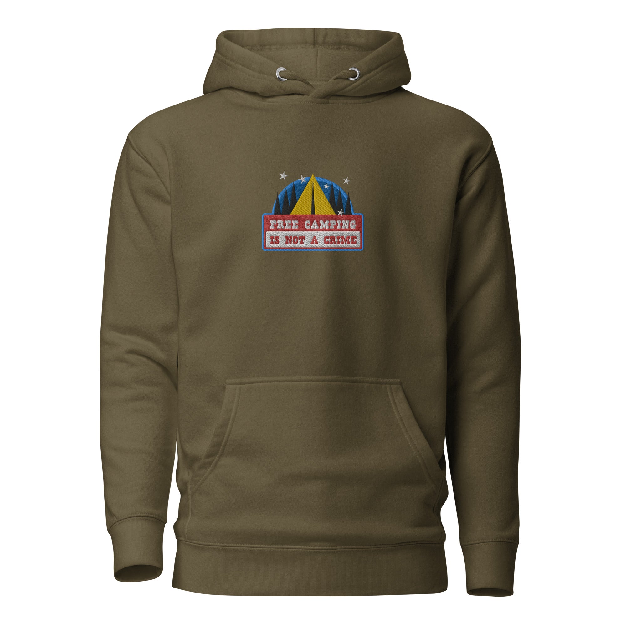 Unisex Cotton Hoodie Free camping is not a crime graphic embroidered pattern