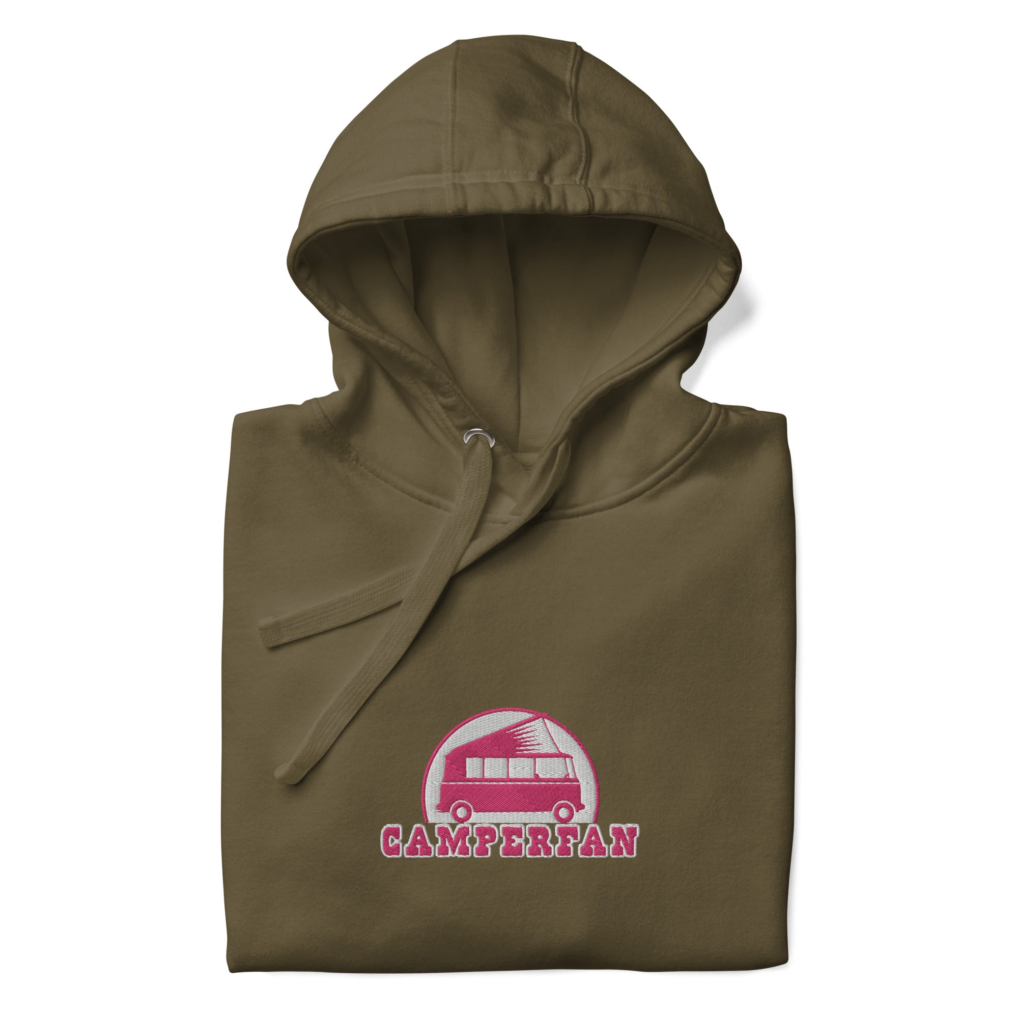 Unisex Cotton Hoodie Camperfan flamingo/white embroidered pattern